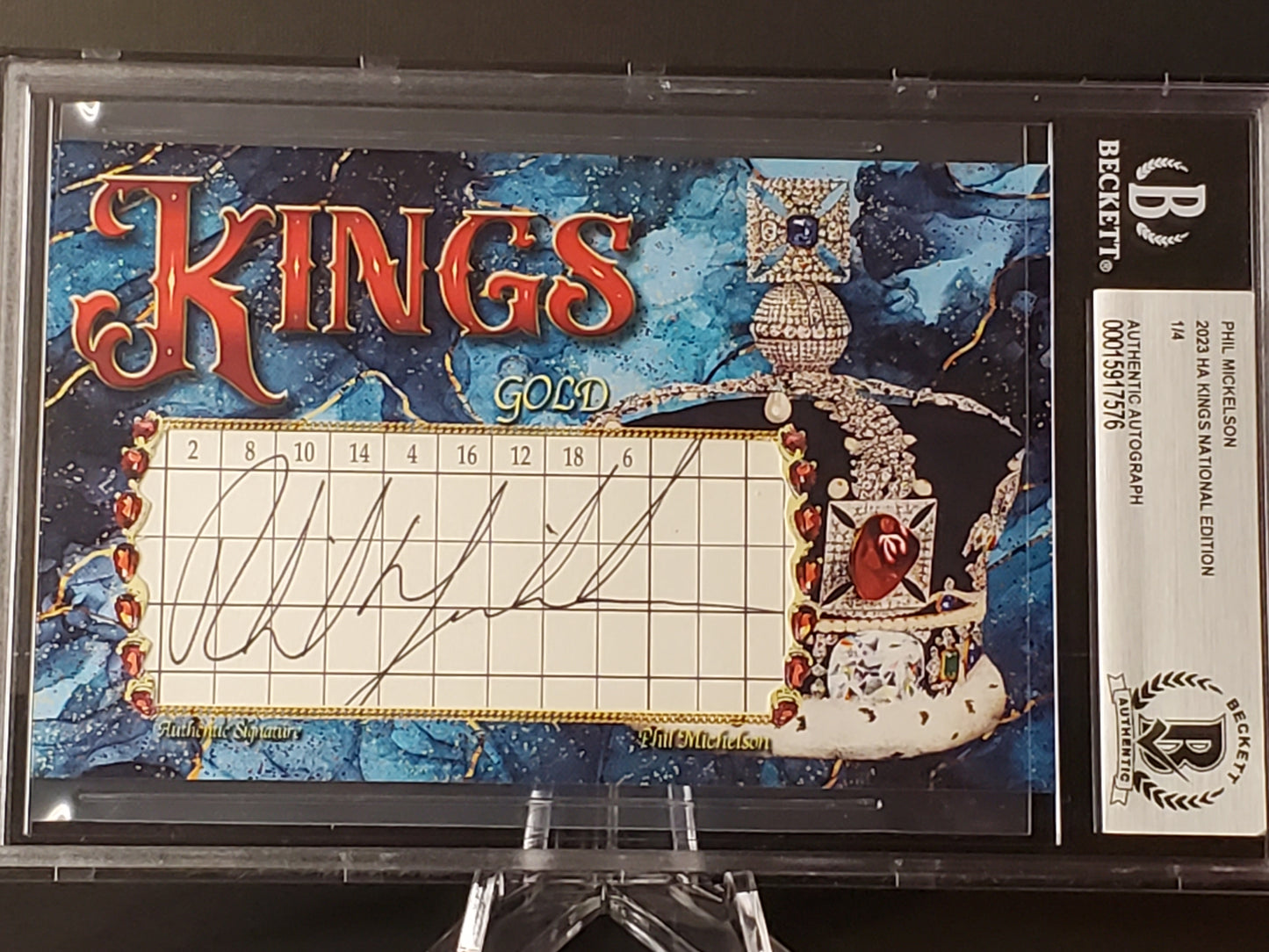 Phil Mickelson 2023 Historic Autographs Kings National Edition Cut AUTO - Gold #'d 1/4