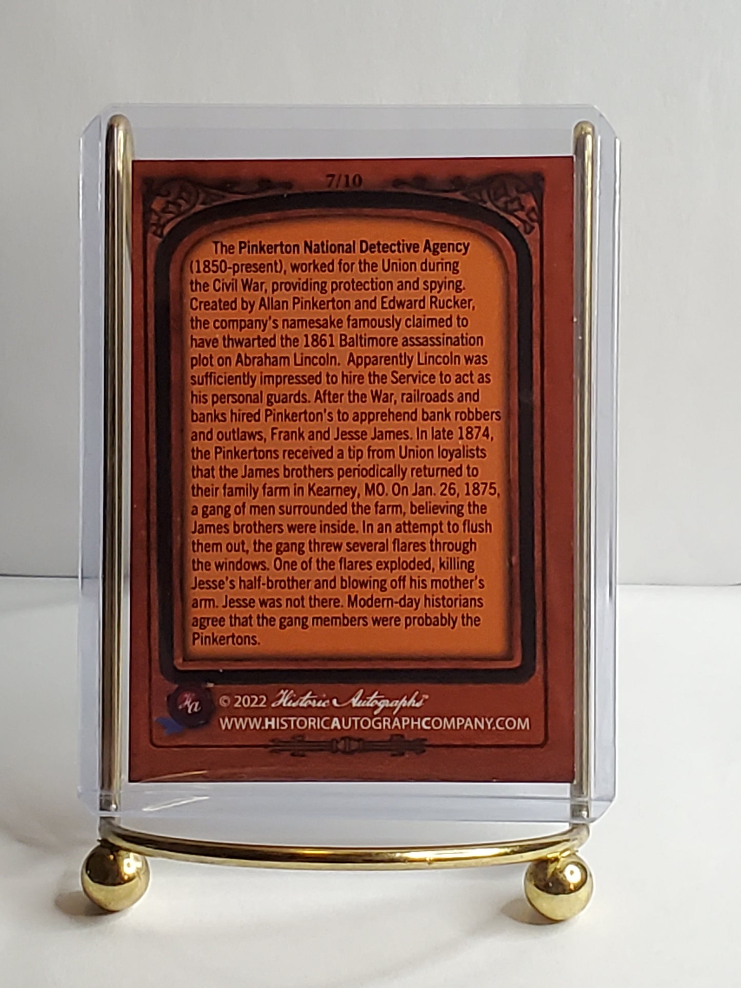 Pinkerton Detective Agency 2023 Civil War Historic Autographs #'d 7/10