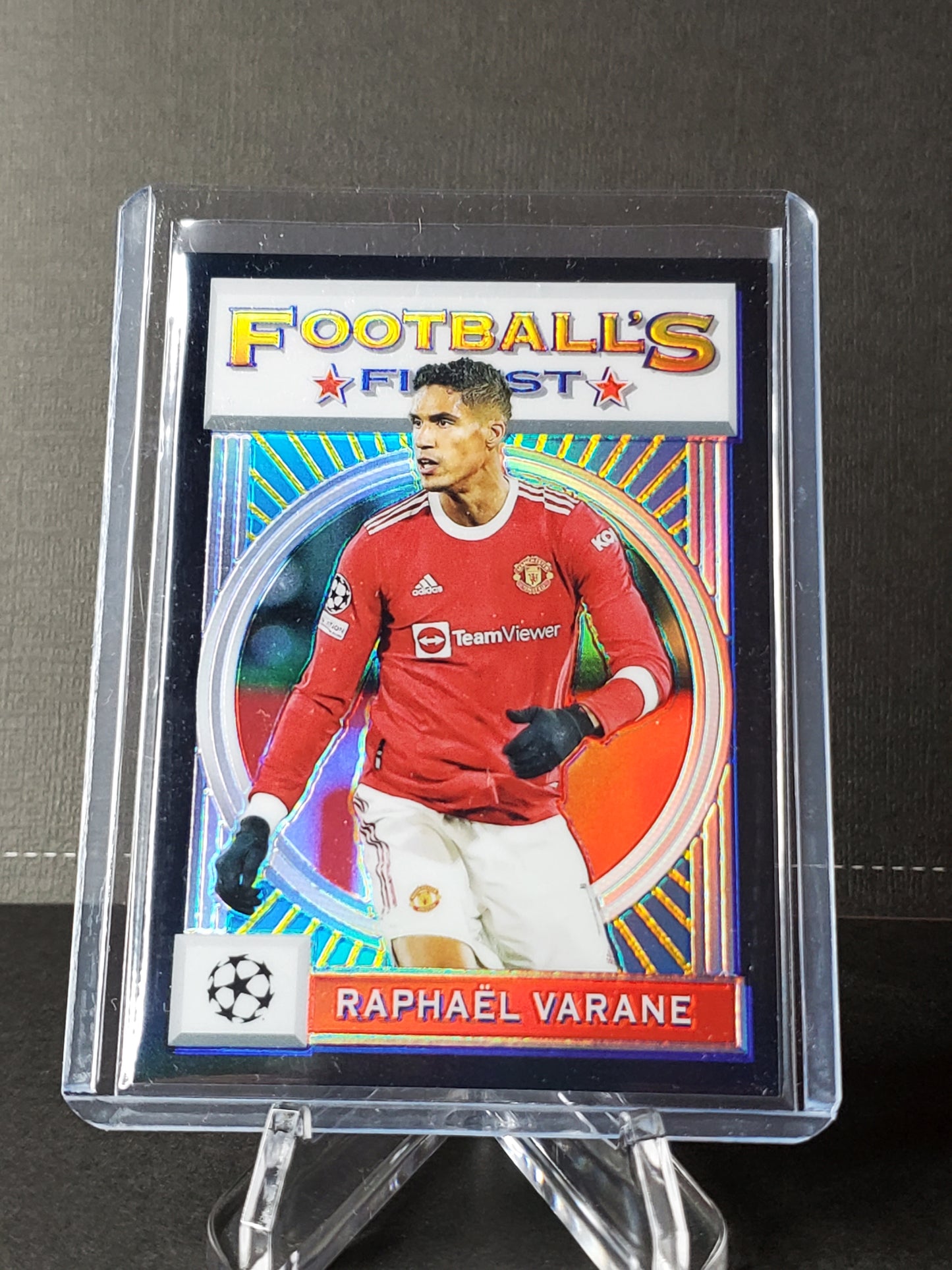 Raphael Varane 2021-2022 Topps Football's Finest UEFA Champions League: Black Parallel #91: /25