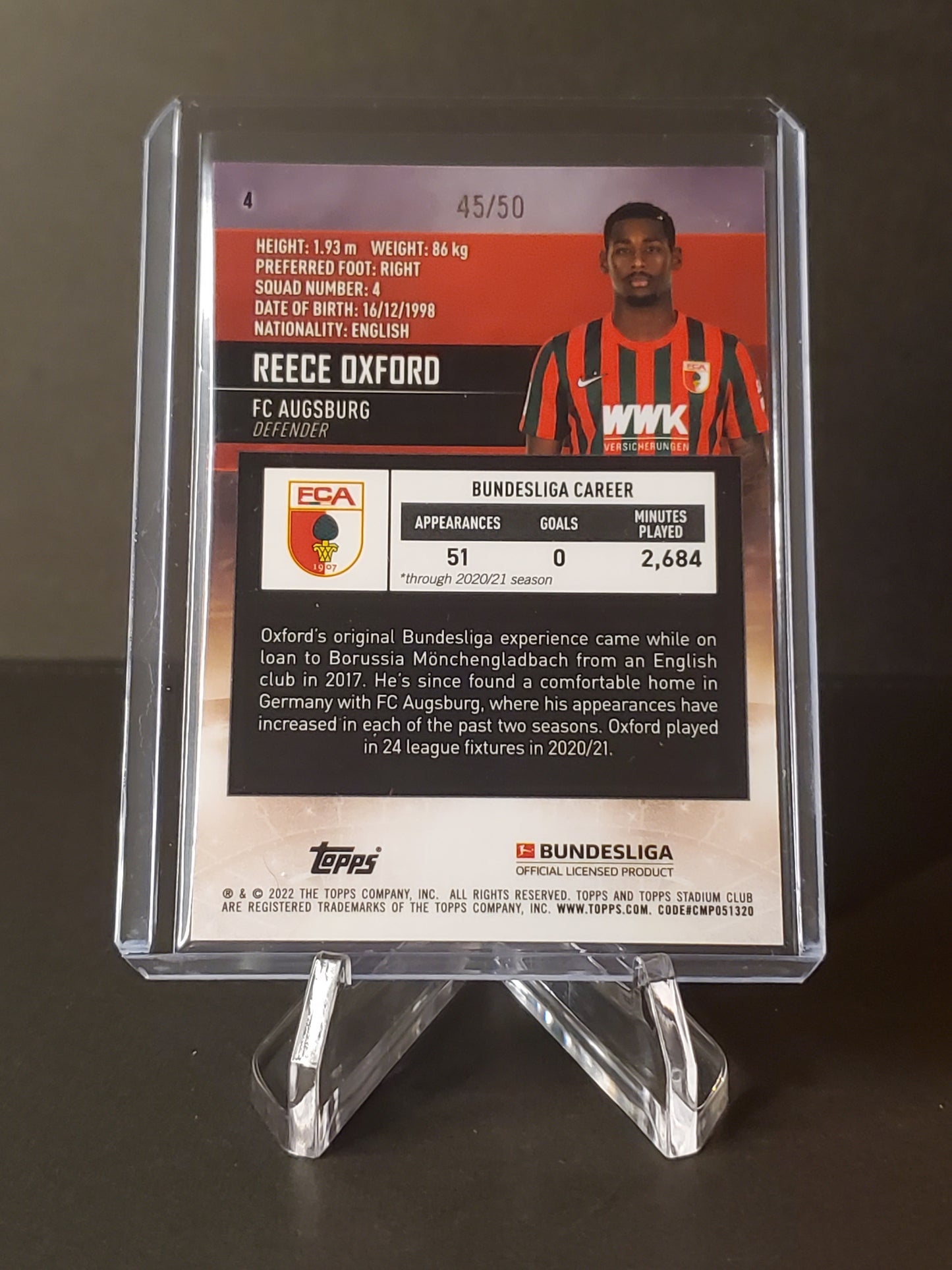 Reece Oxford 2021-2022 Topps Stadium Club Chrome Gold Refractor #4: /50