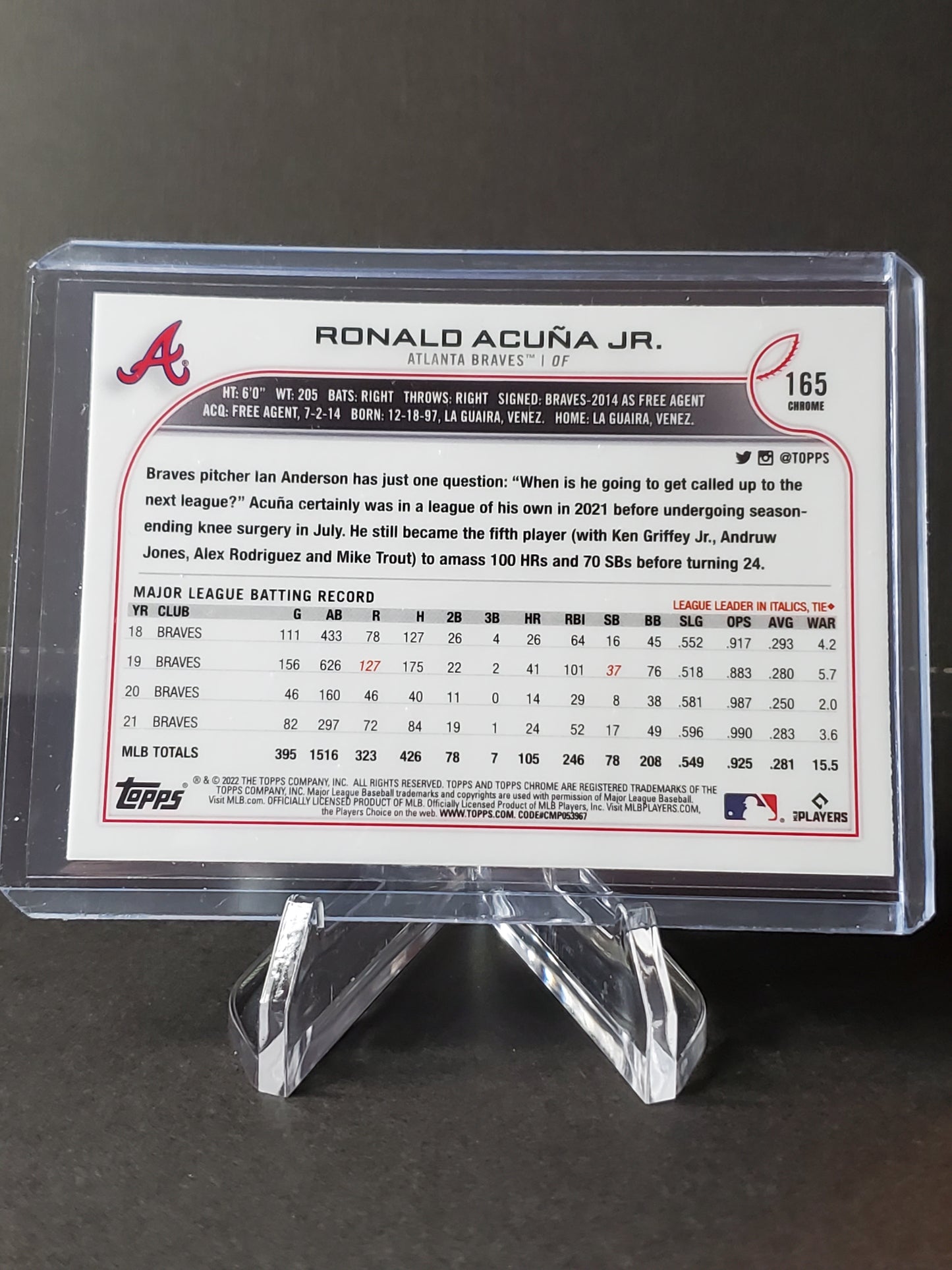 Ronald Acuna 2022 Topps Chrome Xfractor #165