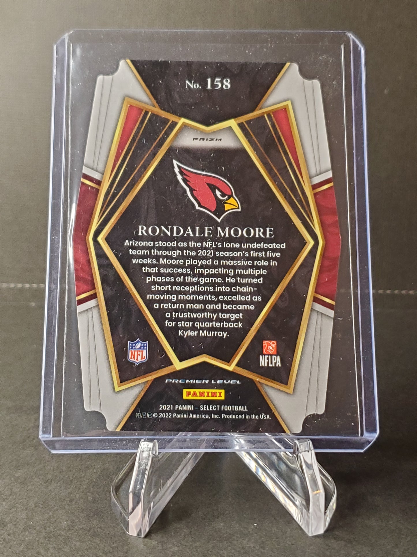 Rondale Moore 2021 Panini Select Die-Cut Premier Level Prizm #158