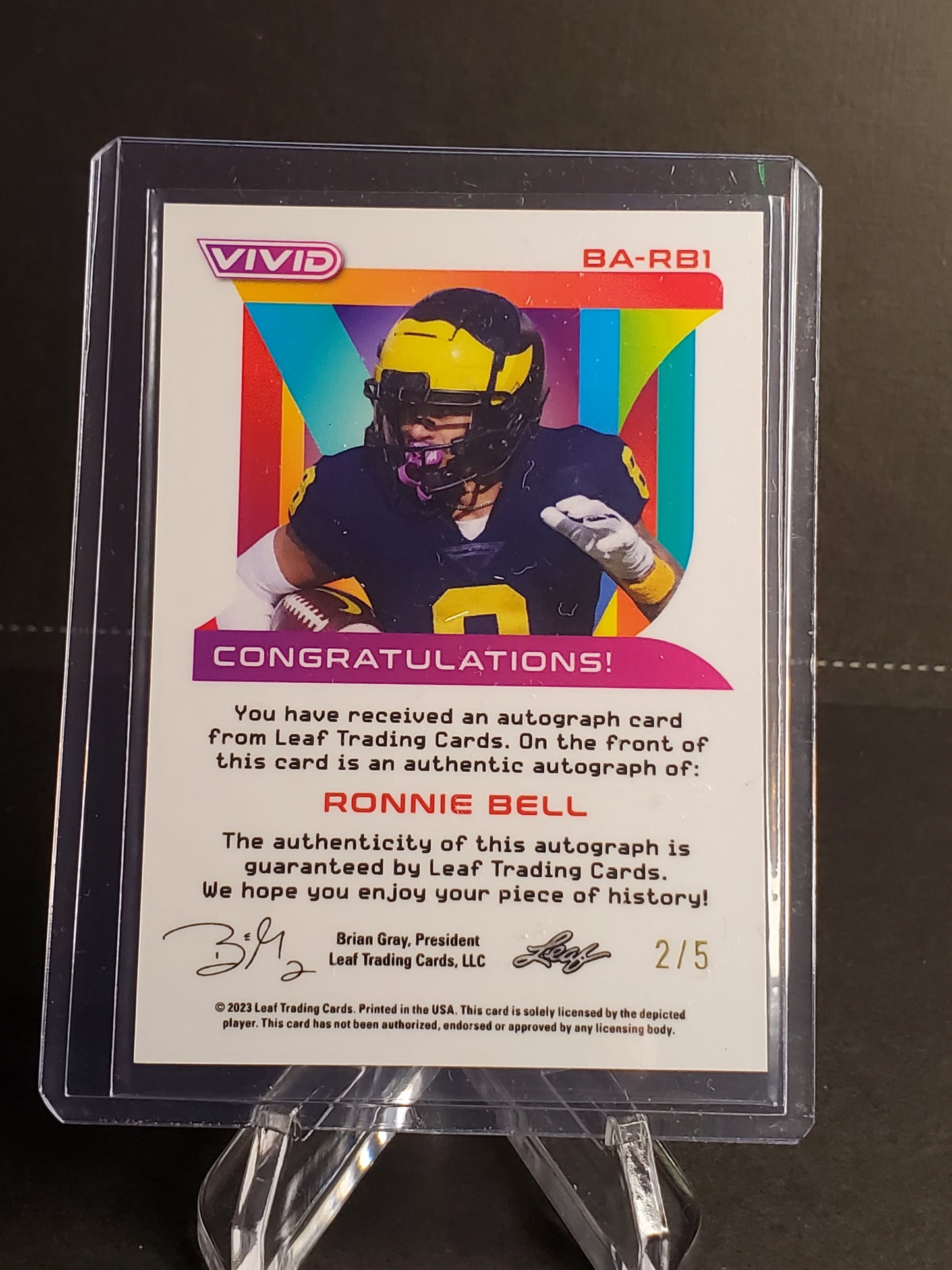 Ronnie Bell 2023 Leaf Vivid Football XRC AUTO /5 - #BA-RB1