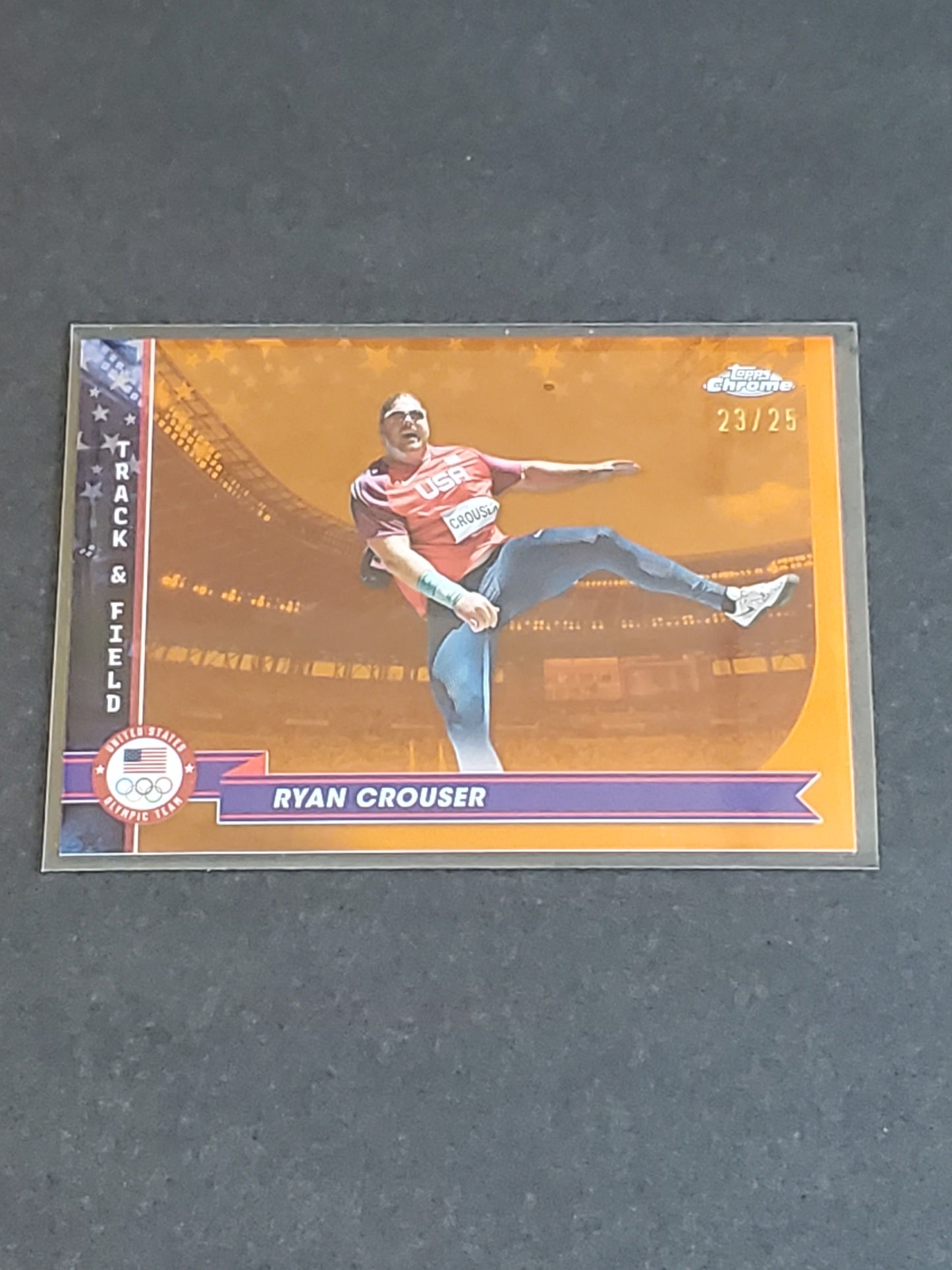 Ryan Crouser 2024 Topps Chrome US Olympic and Paraolympic Hopefuls Orange Parallel /25 #135