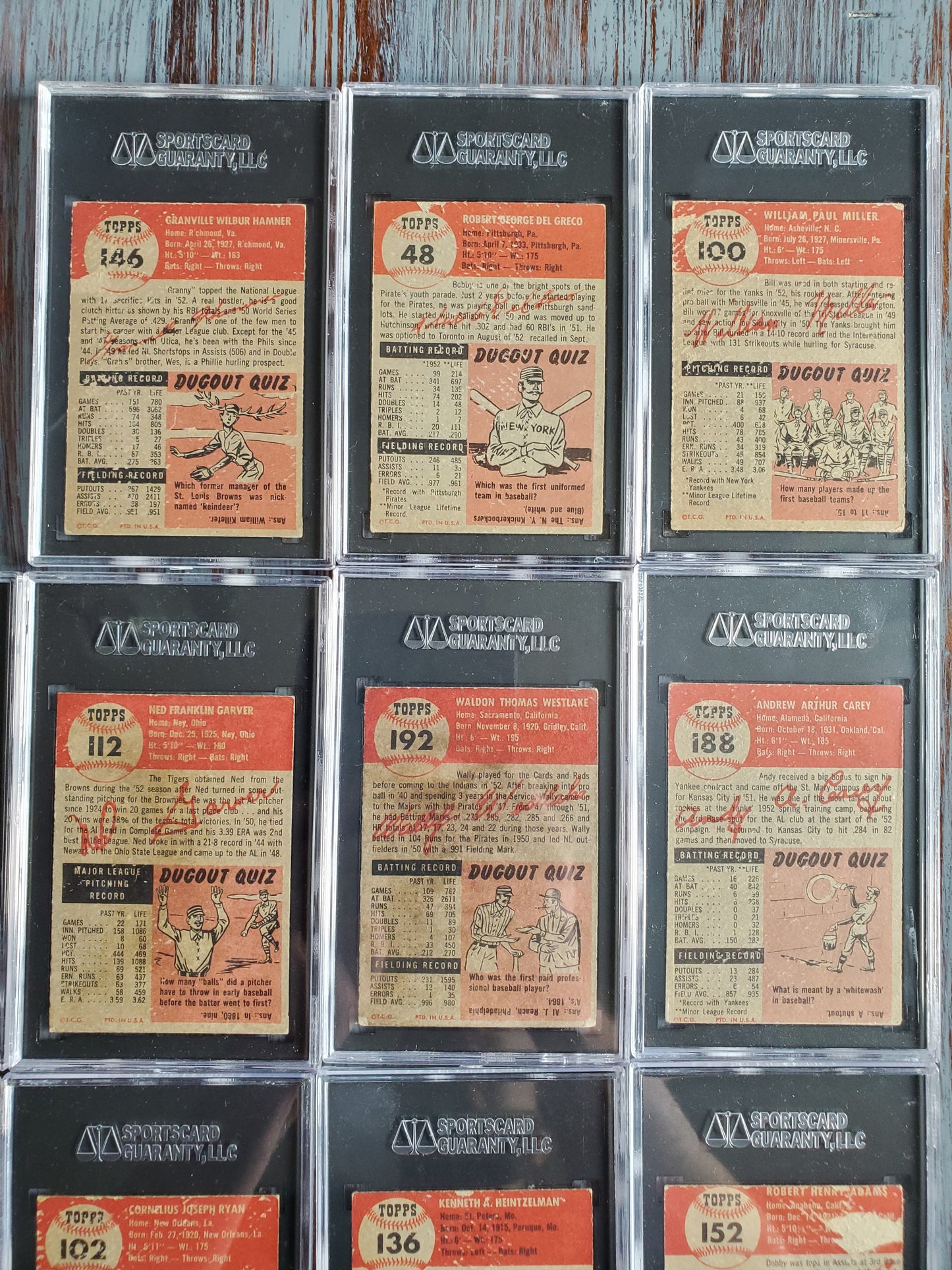 (10) 1953 Topps SGC Graded Baseball Card lot - High Numbers Included!