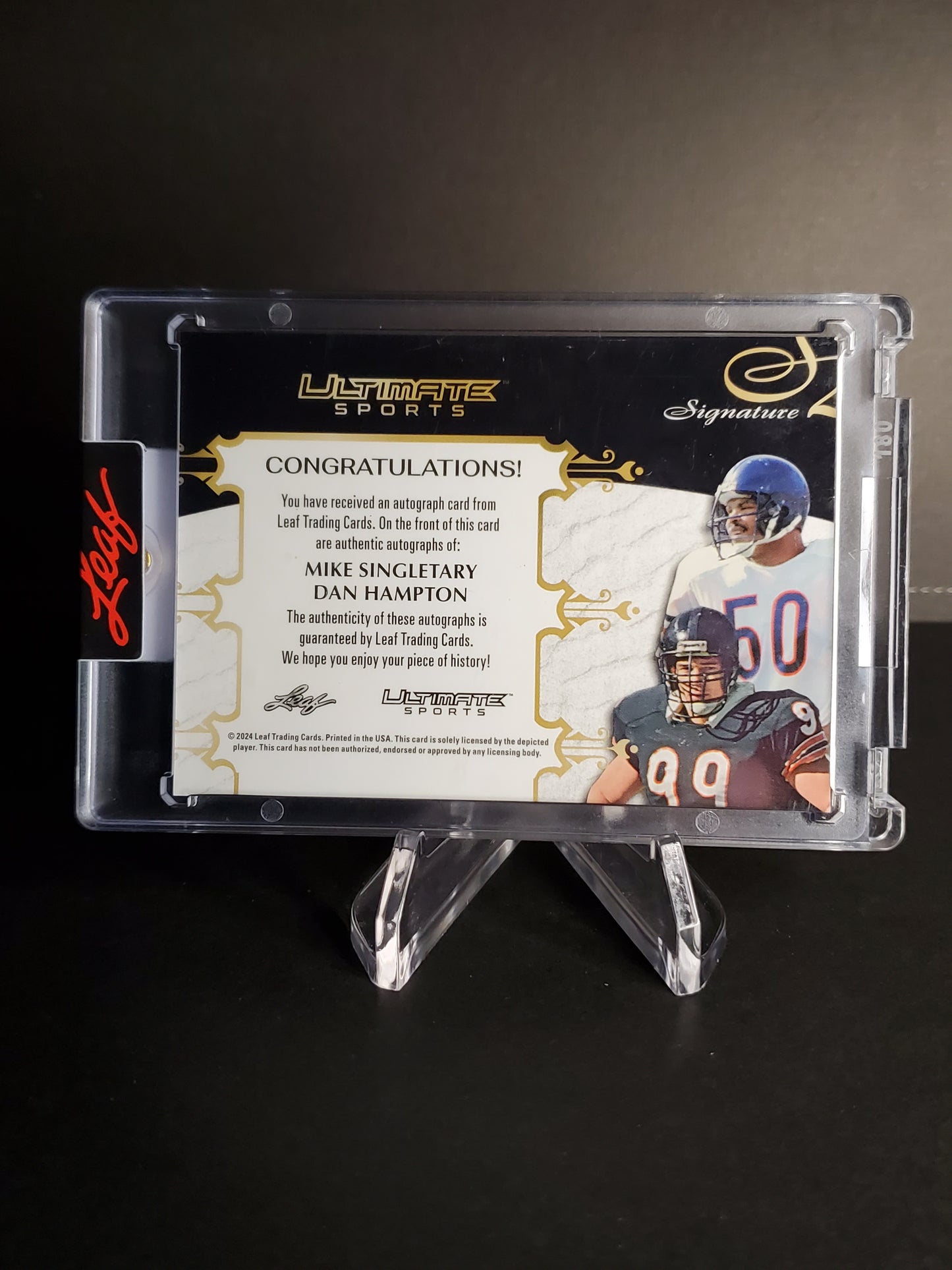 Mike Singletary / Dan Hampton - 2024 Leaf Ultimate Bears HOF Dual AUTO #d /2