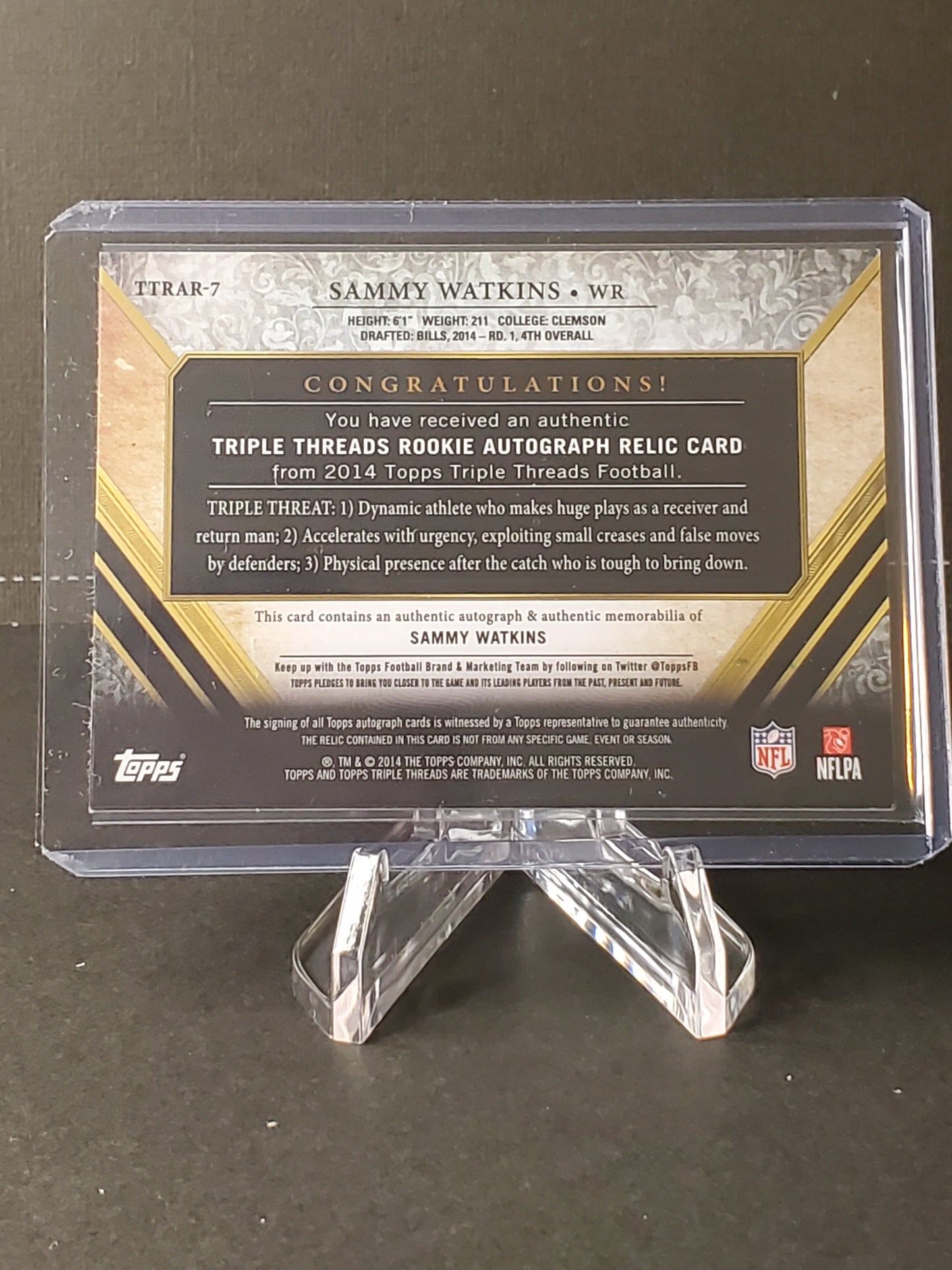 Sammy Watkins 2014 Topps Triple Threads RPA Patch RC AUTO /99 #TTRAR-7