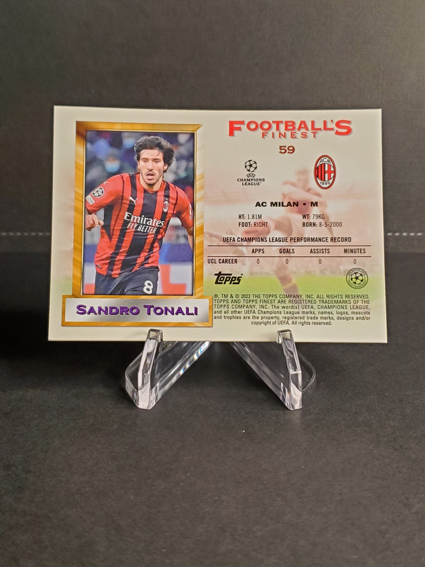 Sandro Tonali 2021-2022 Topps Finest Flashbacks UEFA Soccer #59