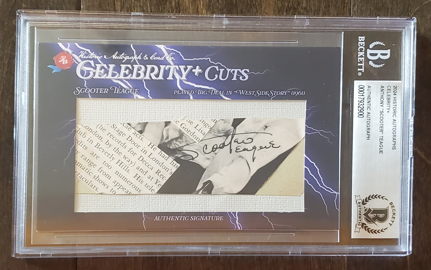 2024 Historic Autographs Celebrity - Anthony Scooter Teague - AUTO - /5 BGS