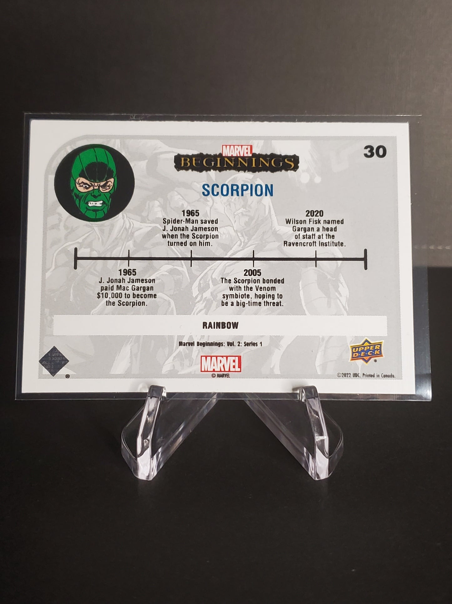 Scorpion 2022 UD Marvel Beginnings Volume 2 Series 1 Rainbow #30