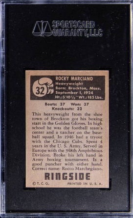 1951 Rocky Marciano Ringside Boxing SGC 5.5
