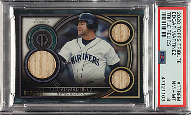 Edgar Martinez 2020 Topps Tribute Triple Game Used Bat Relic /150 PSA 8 (Pop 1)!