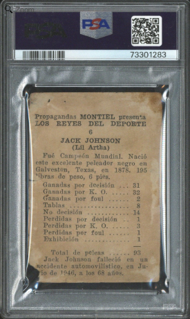 1946 Jack Johnson Propagandas Montiel #6 PSA 1