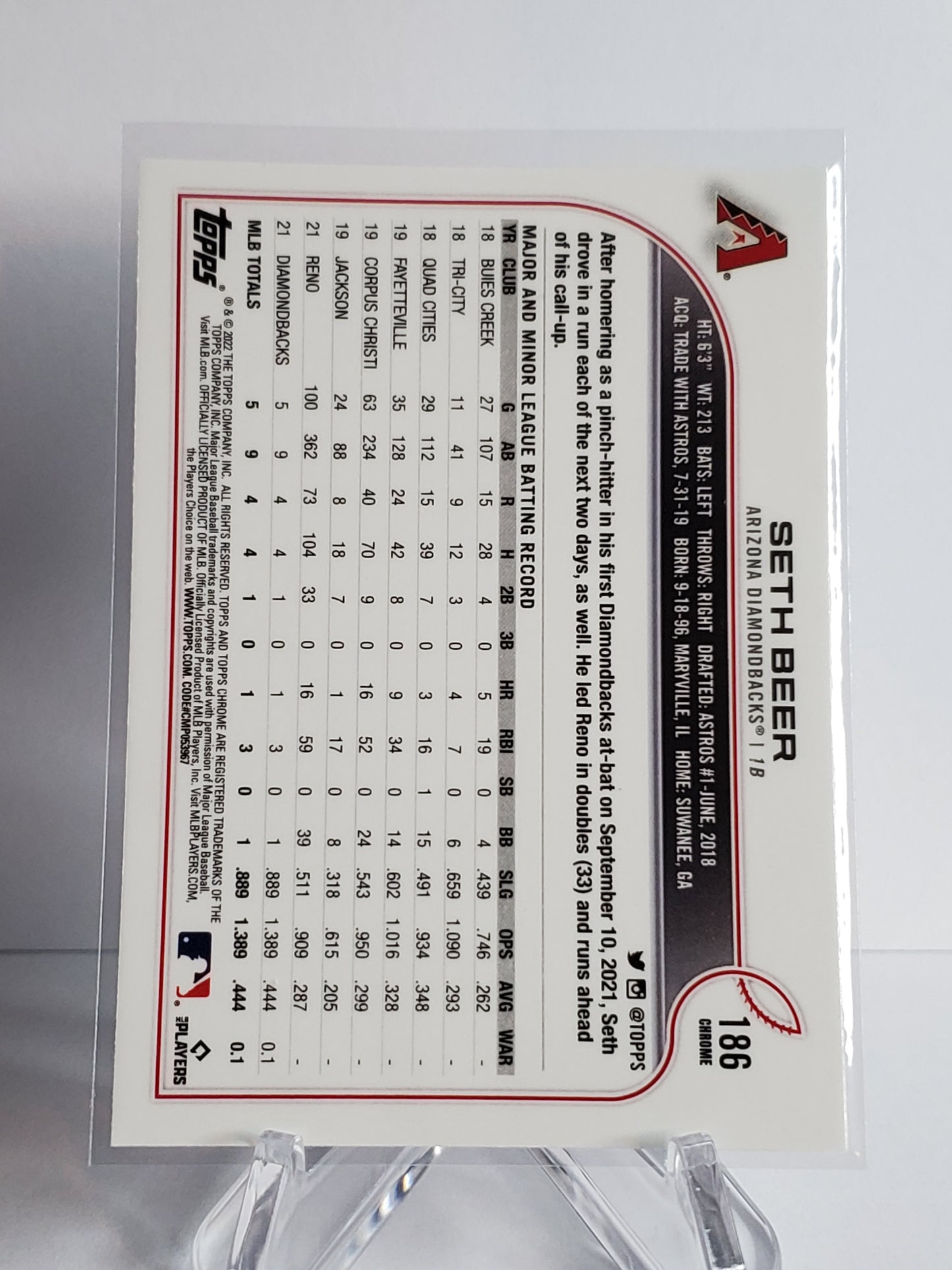 Seth Beer 2022 Topps Chrome RC #186