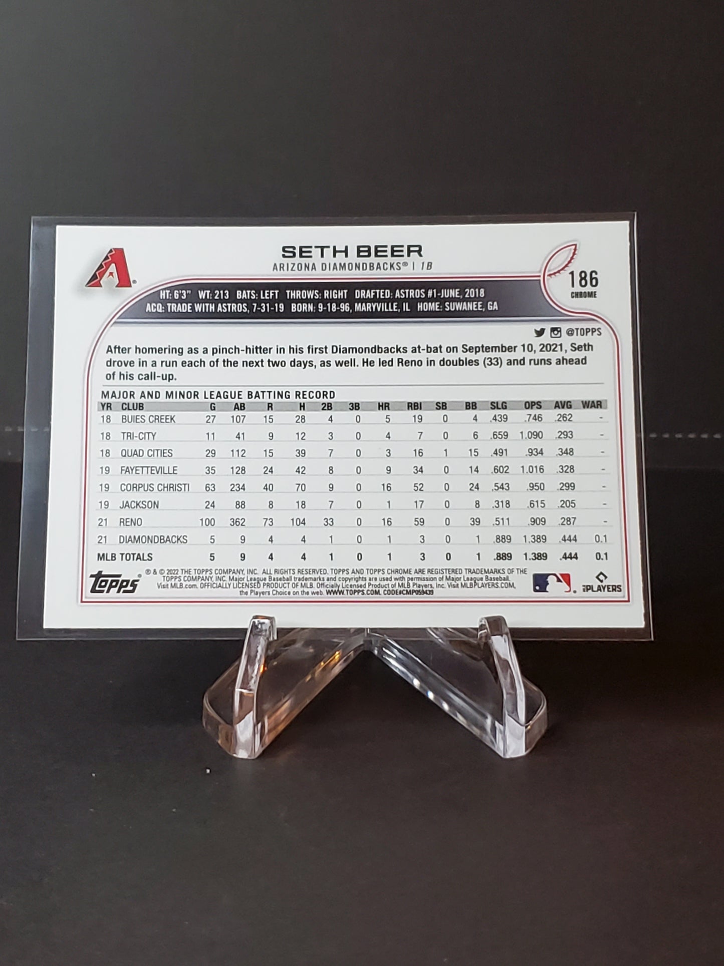 Seth Beer 2022 Topps Chrome RC #186