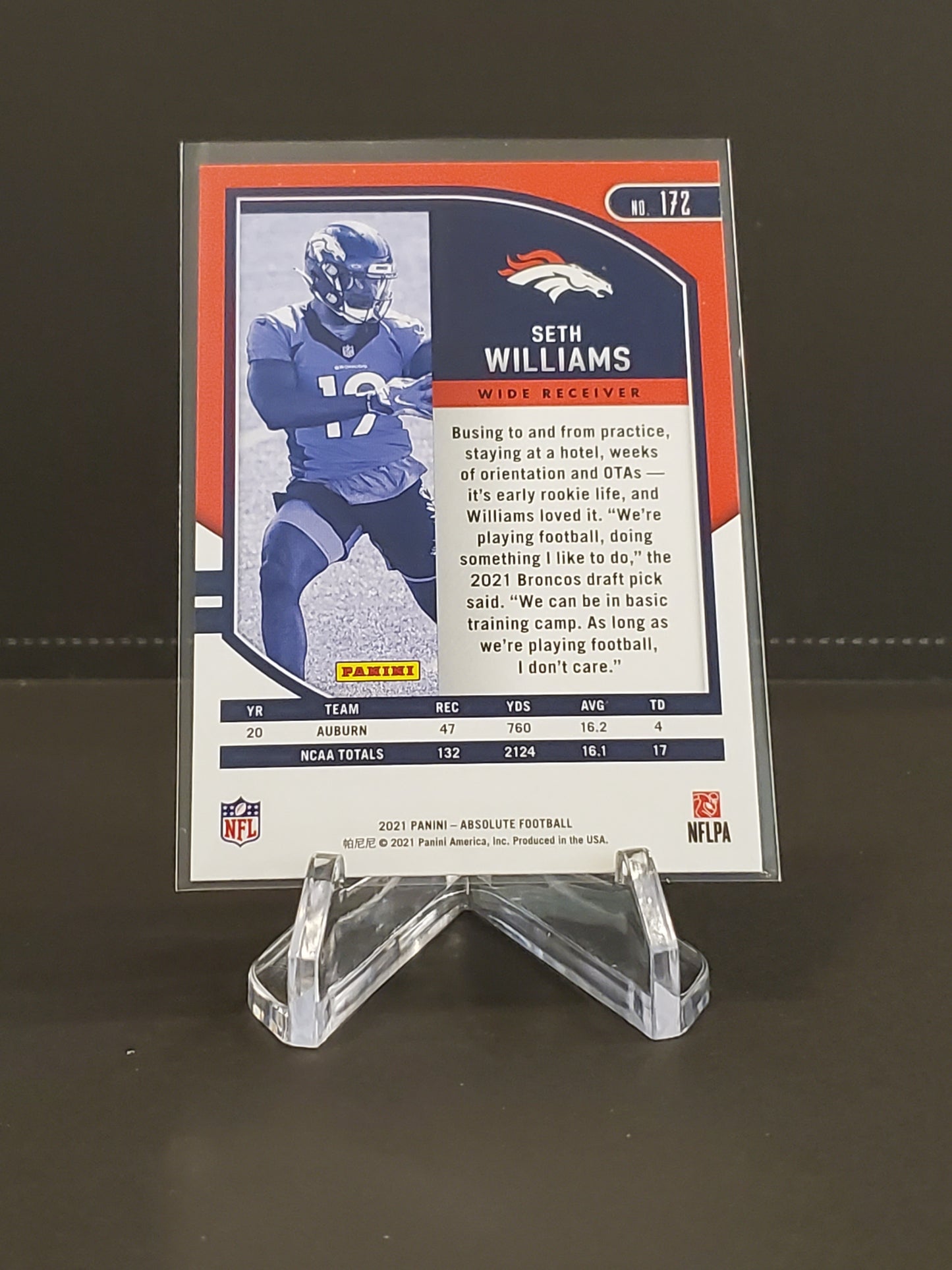 Seth Williams 2021 Panini Absolute RC #172