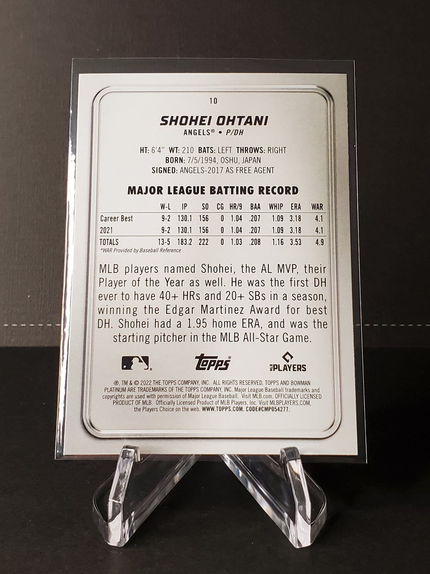 Shohei Ohtani 2022 Bowman Platinum #10