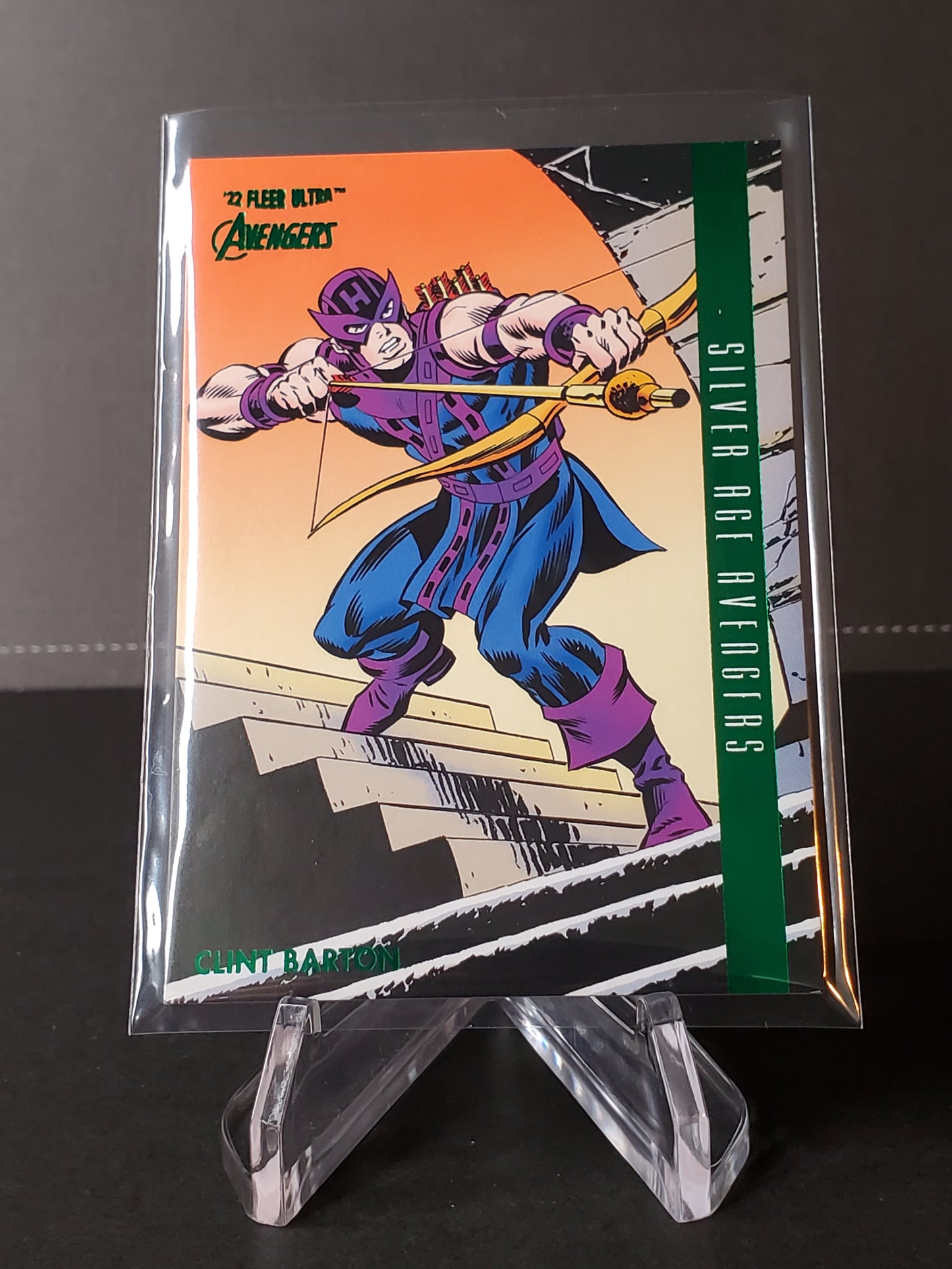 Clint Barton 2022 Fleer Ultra Avengers Green Silver Age Avengers #104