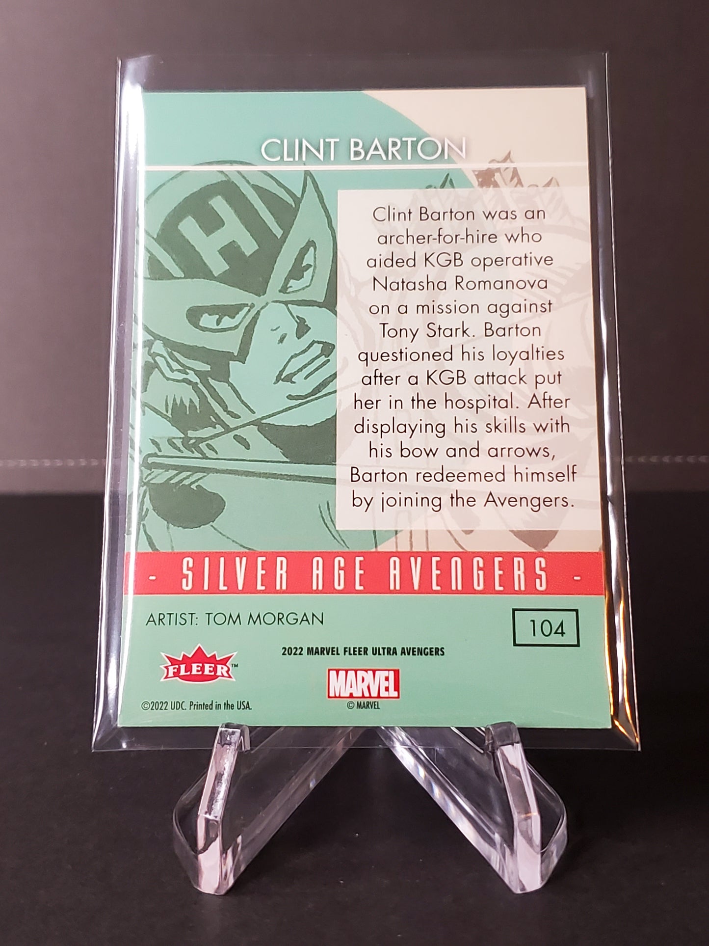 Clint Barton 2022 Fleer Ultra Avengers Green Silver Age Avengers #104