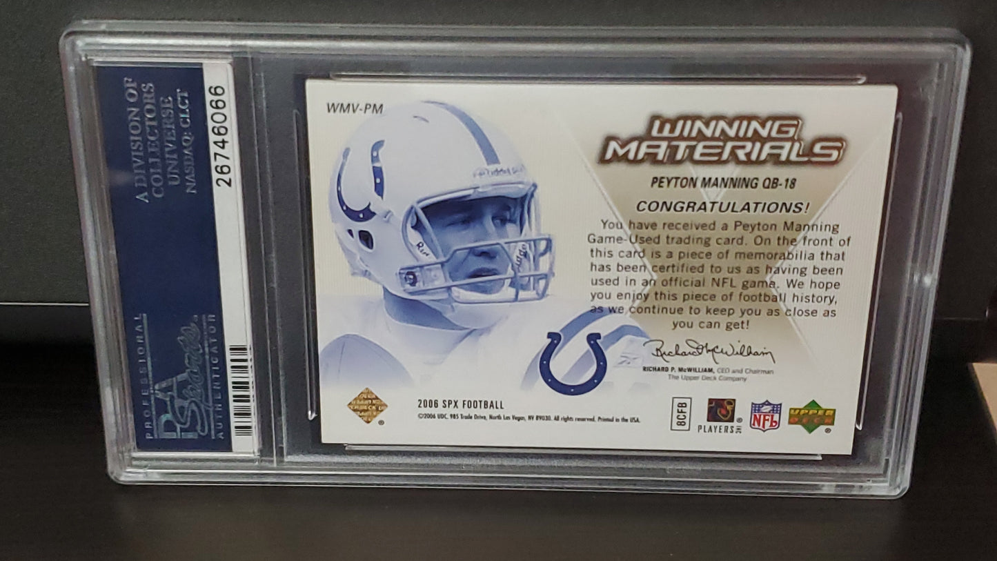 PEYTON MANNING 2006 SPx Game Used WINNING MATERIALS PSA 10 - Pop 3!!