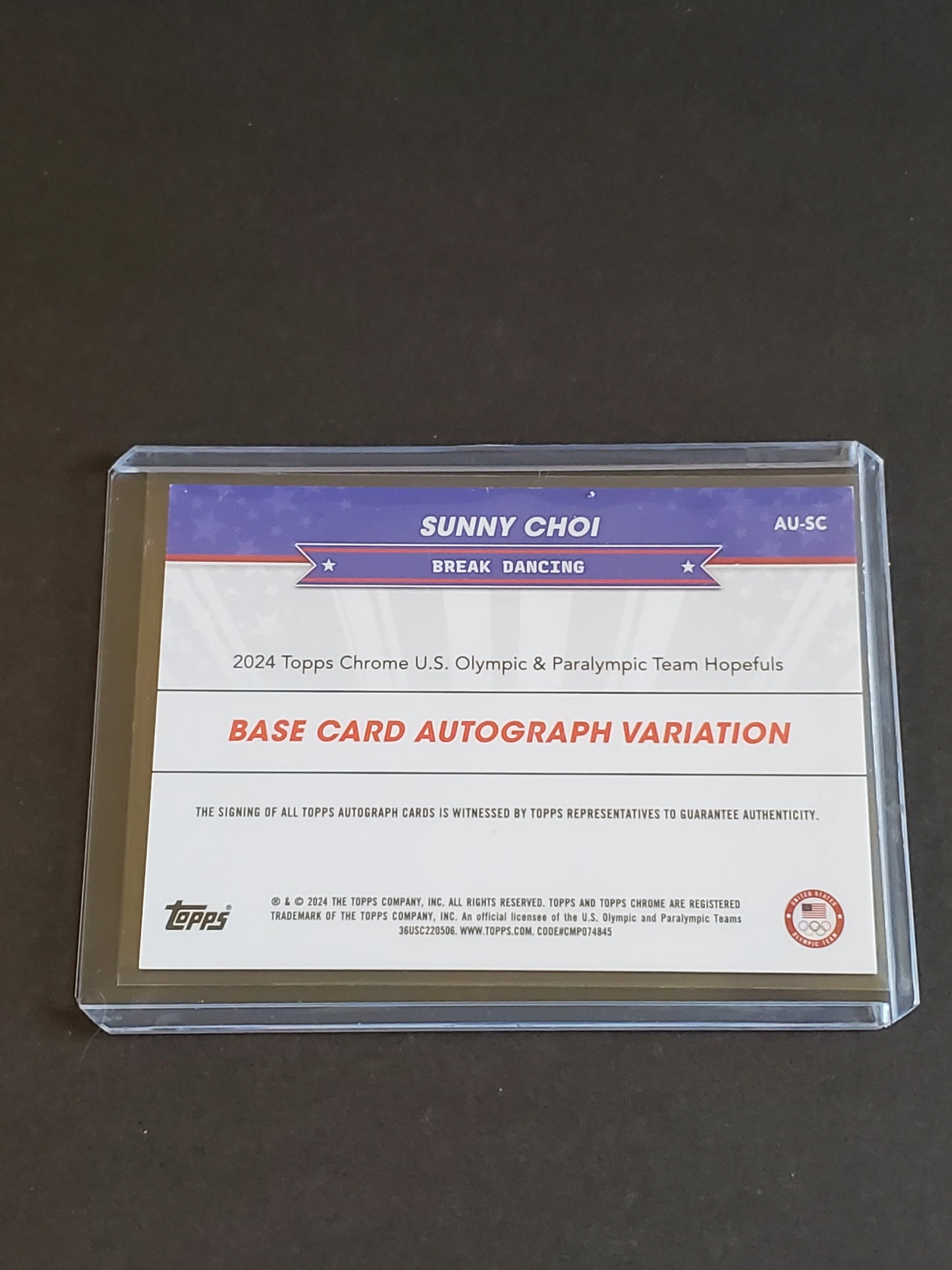 Sunny Choi 2024 Topps Chrome US Olympic and Paraolympic Hopefuls AUTO Gold Parallel /50 #AU-SC