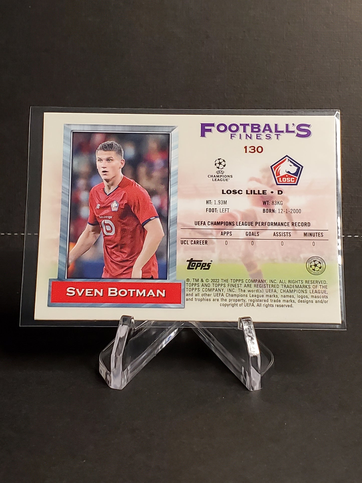 Sven Botman 2021-2022 Topps Finest Flashbacks UEFA Soccer RC #130