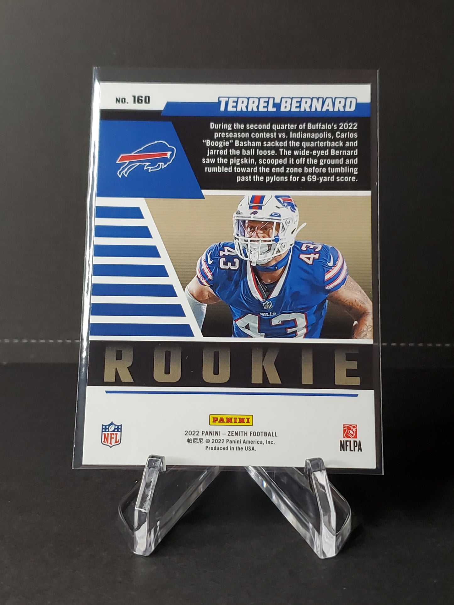 Terrel Bernard 2022 Panini Zenith Football RC #160