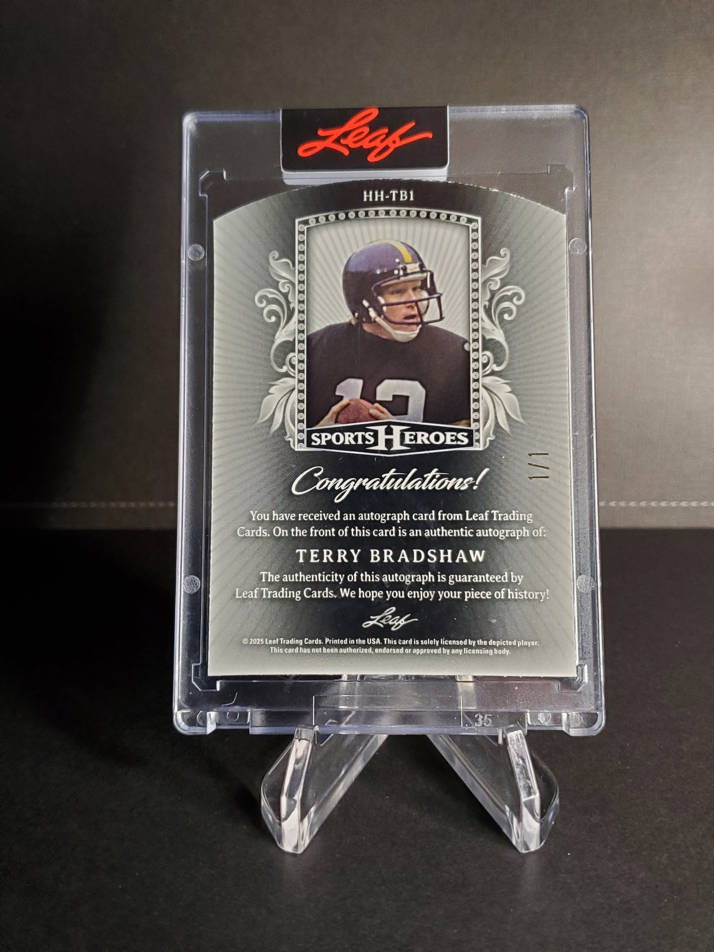 Terry Bradshaw 2025 Leaf Hall Heroes Die-Cut Crystal AUTO 1/1 (ONE-OF-ONE)!!