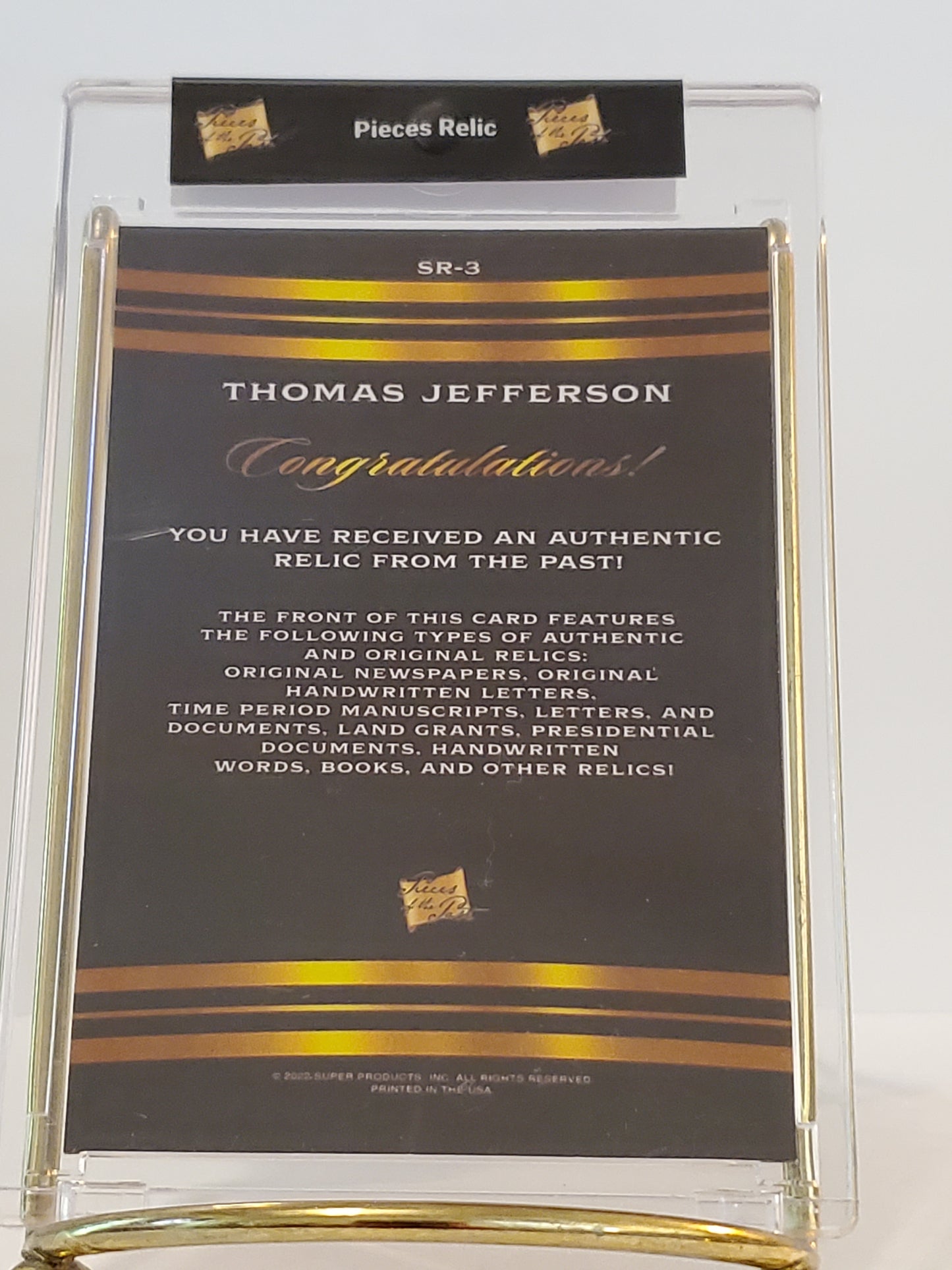 Thomas Jefferson 2022 Pieces of the Past Jumbo Handwriting Relic
