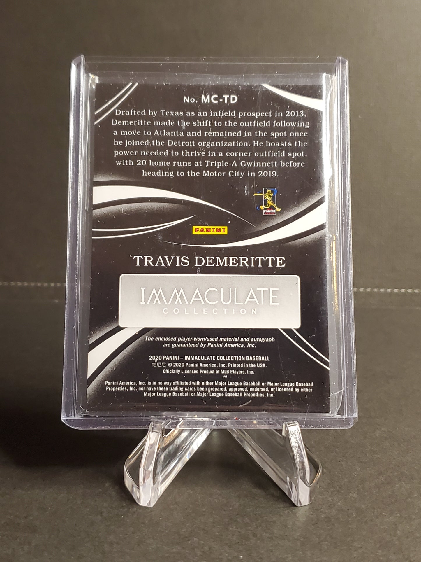 Travis Demeritte 2020 Immaculate Monochrome Blue Patch AUTO #MC-TD : 3/25
