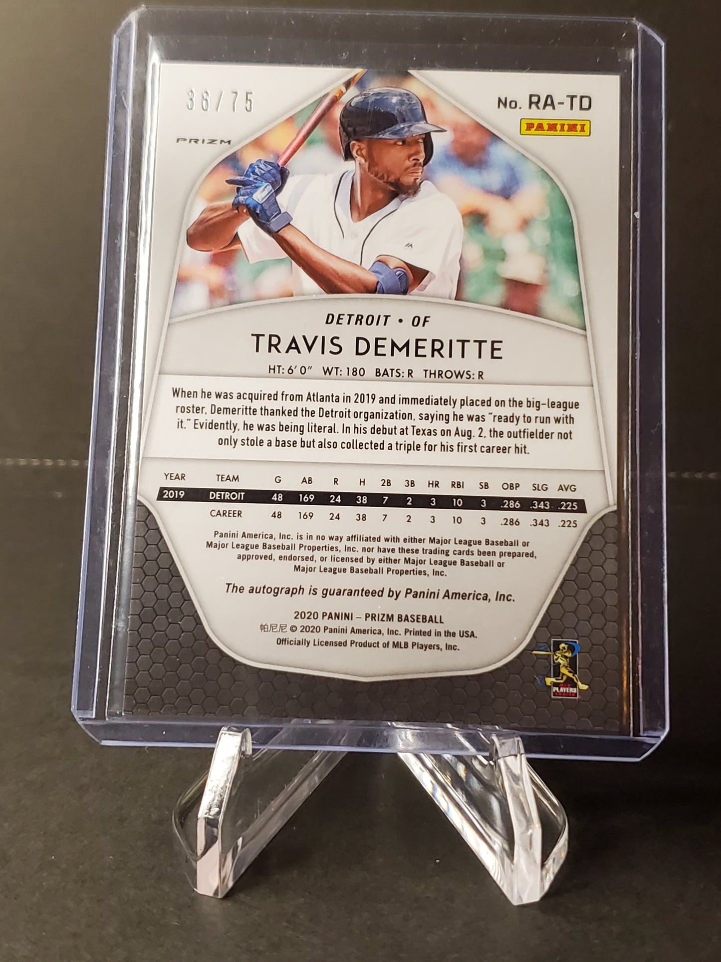 Travis Demeritte 2020 Panini Prizm RC AUTO /75 #RA-TD