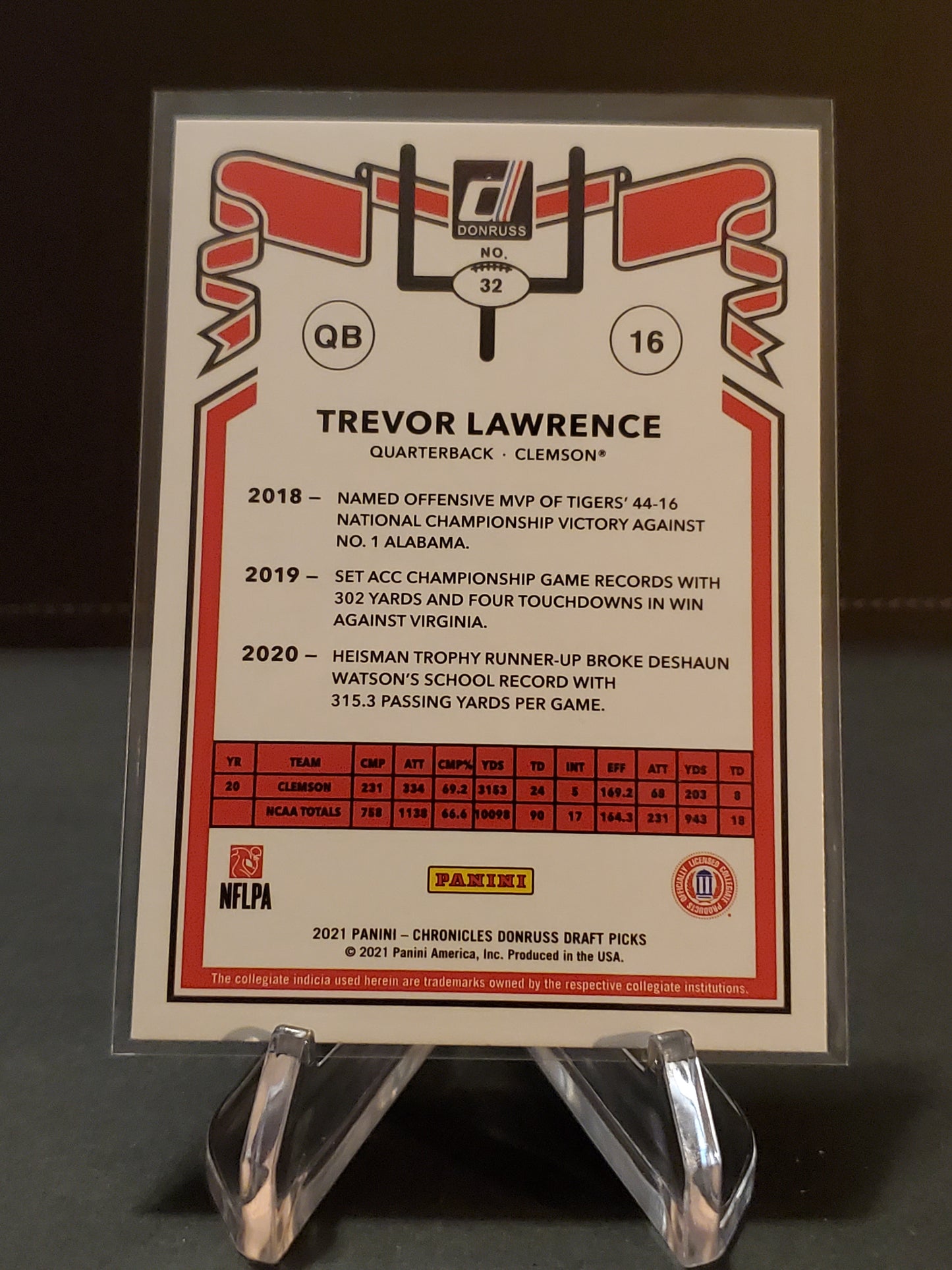 Trevor Lawrence 2021 Panini Chronicles Prestige Draft Picks RC #16