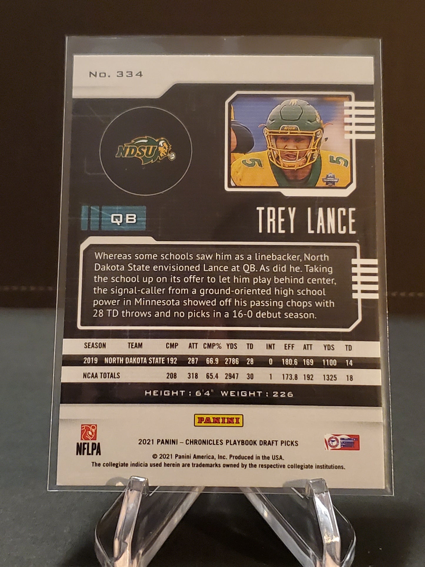 Trey Lance 2021 Panini Chronicles Playbook Draft Picks RC #334