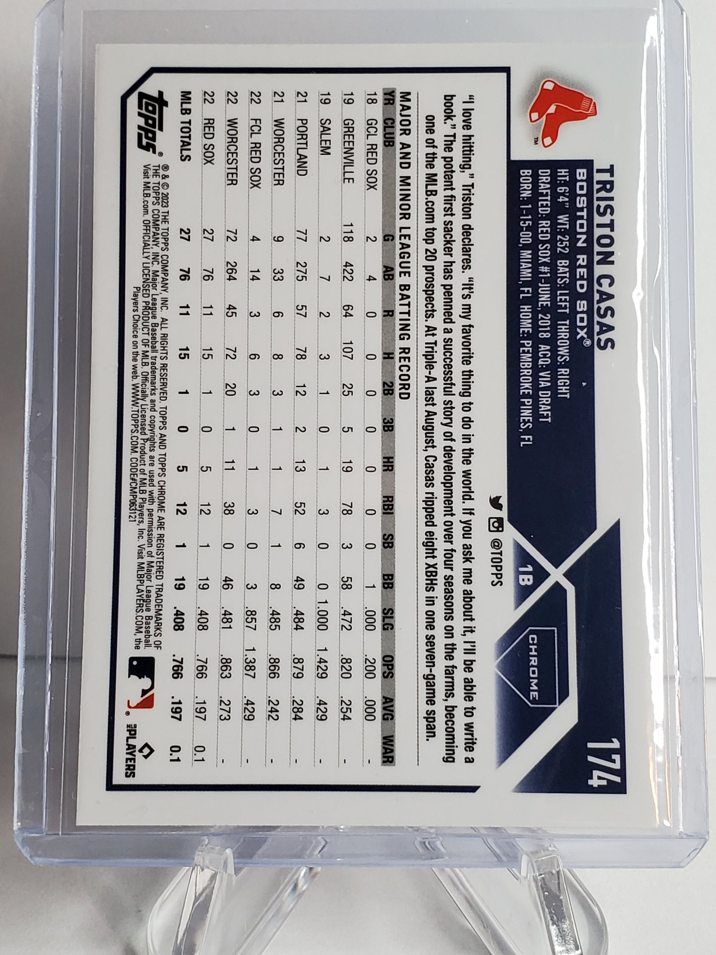 Triston Casas 2023 Topps Chrome RC Prizm Refractor #174