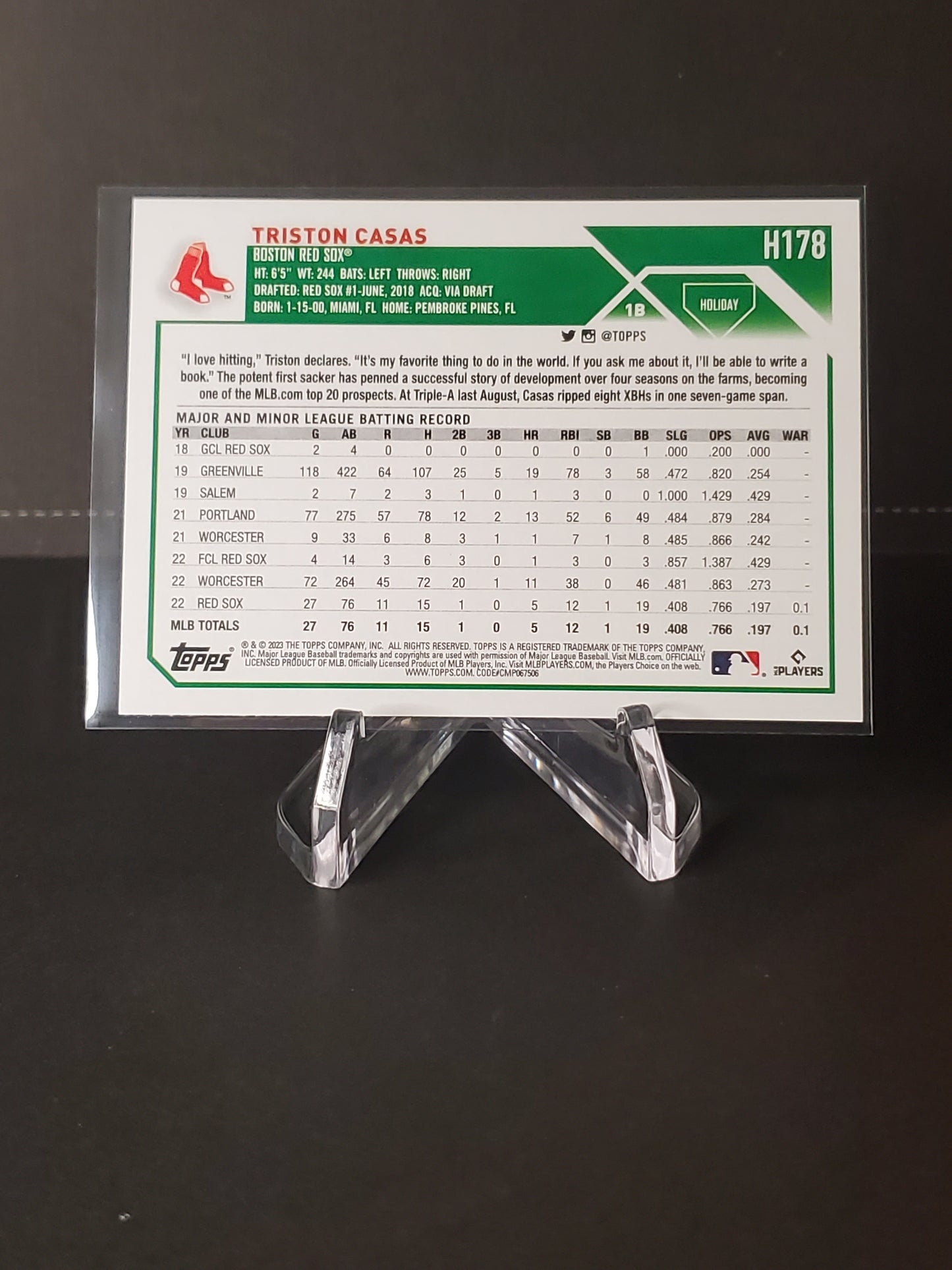 Triston Casas 2023 Topps Holiday Baseball RC #H178