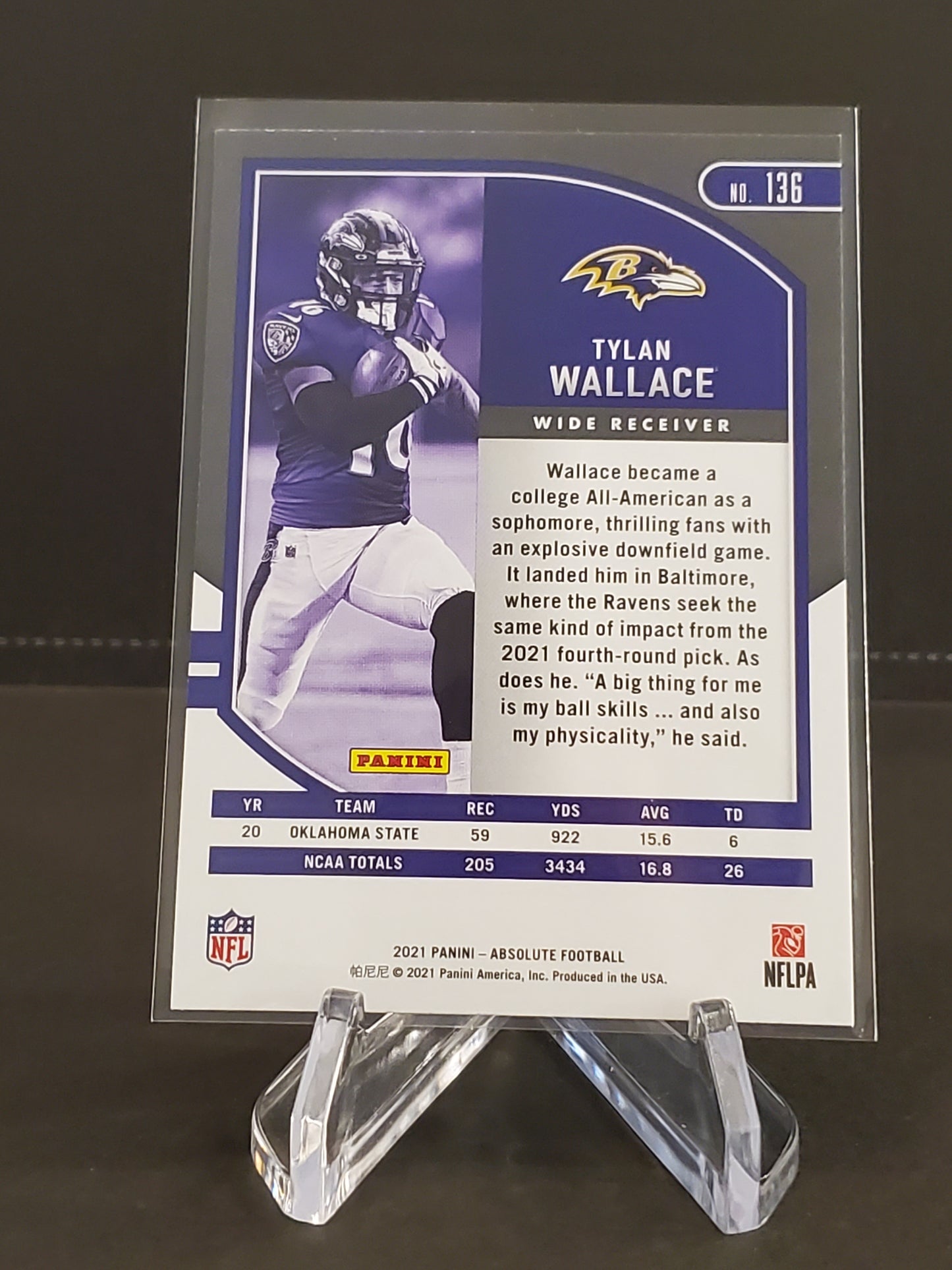 Tylan Wallace 2021 Panini Absolute RC #136
