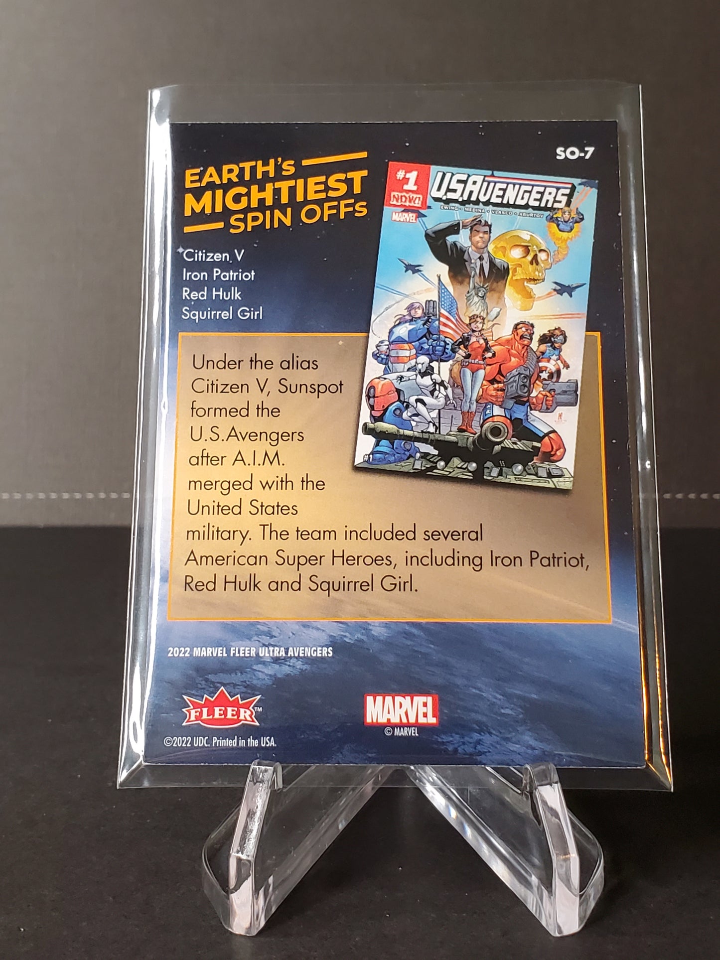 U.S. Avengers 2022 Fleer Ultra Avengers Earth's Mightiest Spin Offs #SO-7