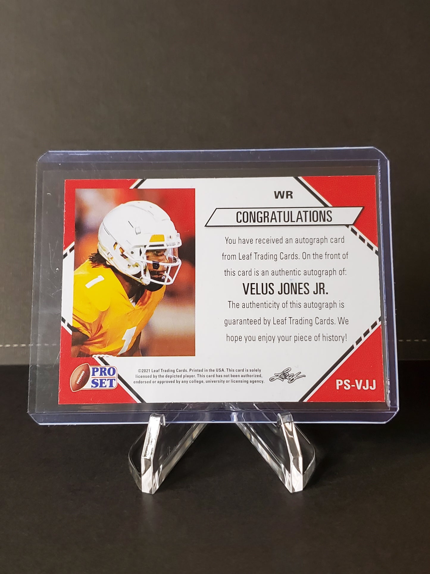 Velus Jones Jr. 2021 Leaf Pro Set AUTO RC #PS-VJJ