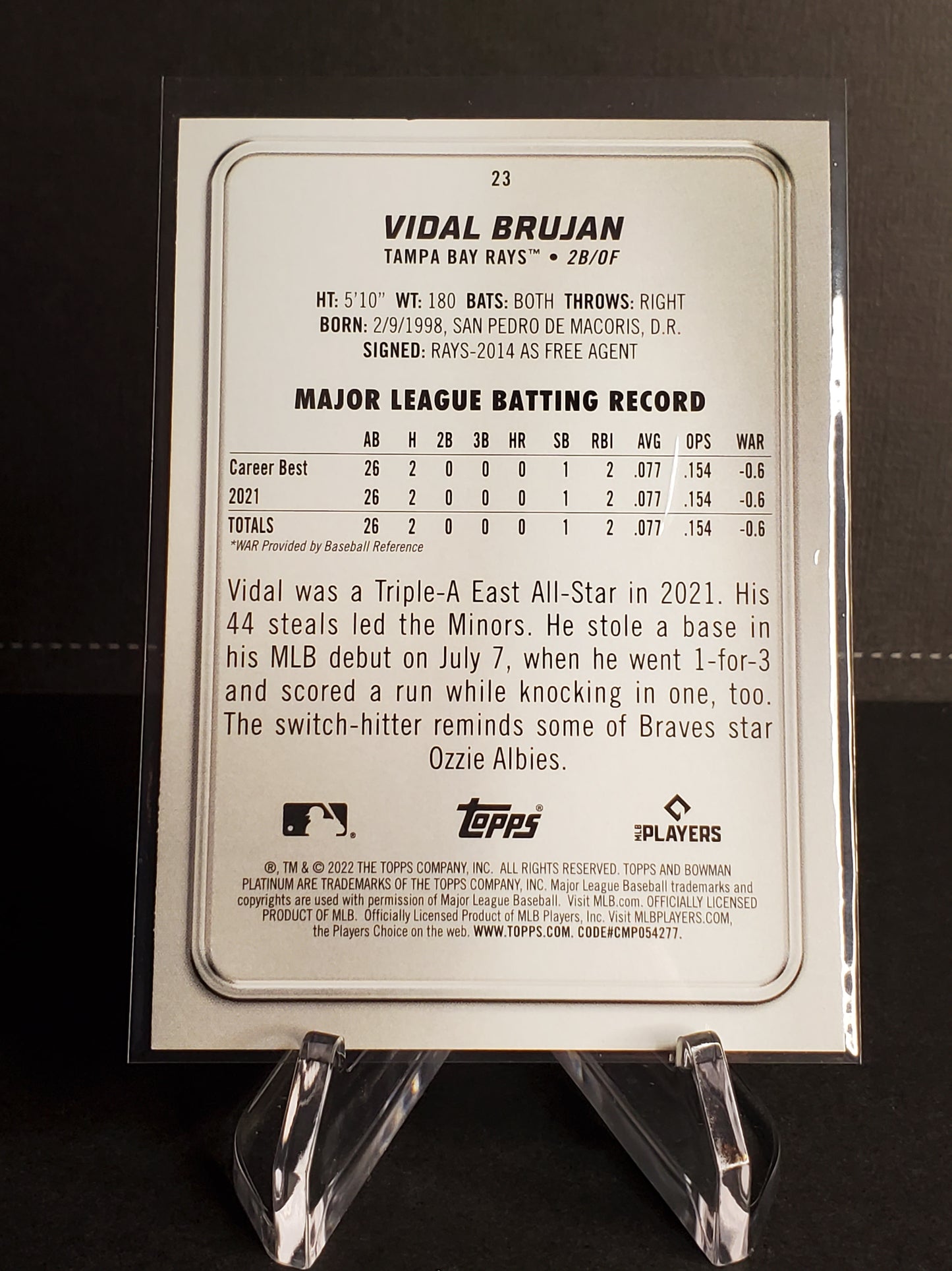 Vidal Brujan 2022 Bowman Platinum RC #23