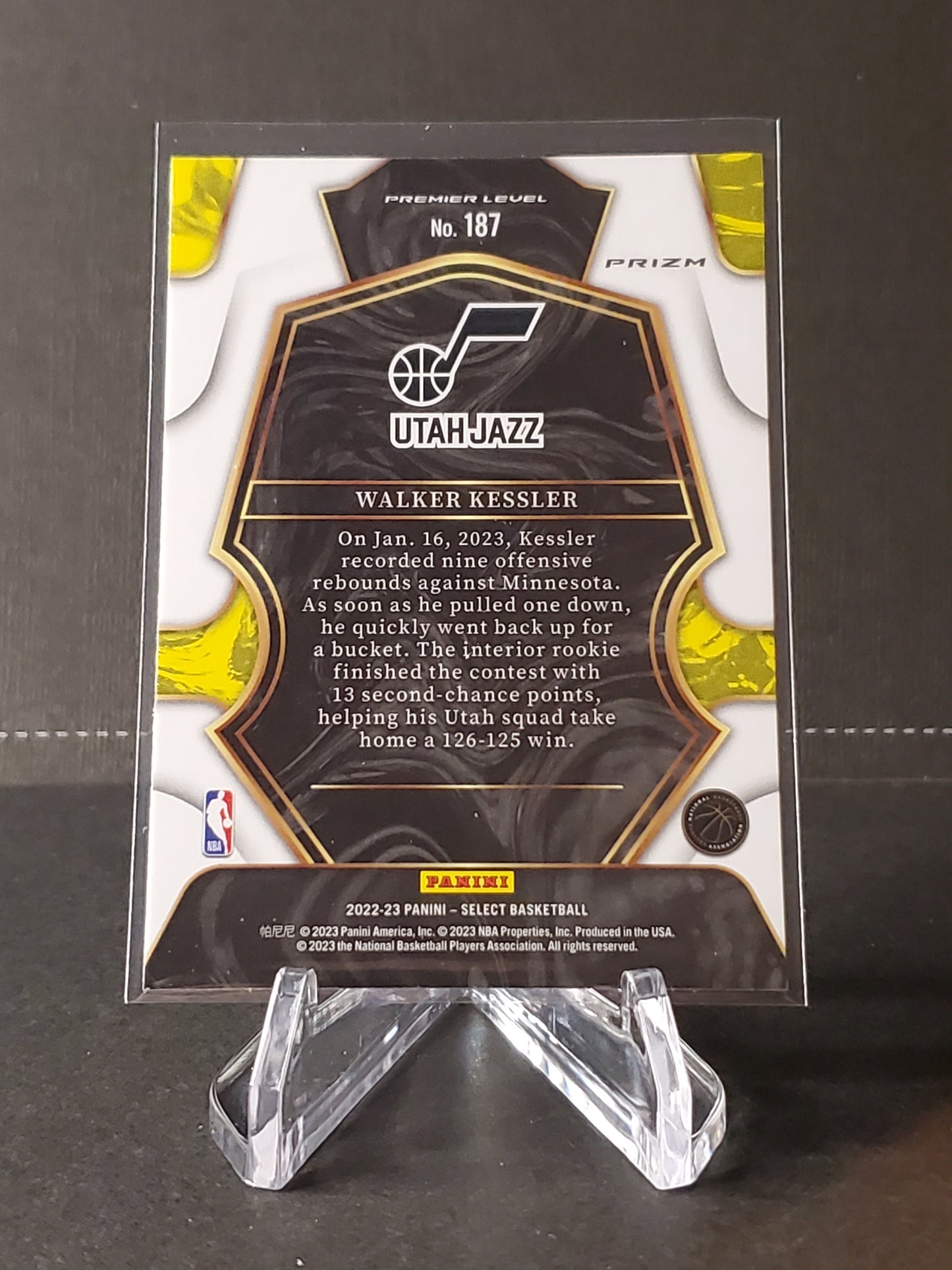 Walker Kessler 2022-2023 Panini Select RC Premier Prizm #187
