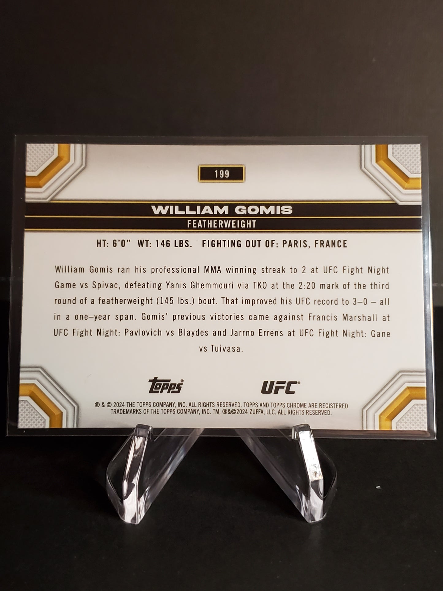 William Gomis 2024 Topps Chrome UFCRC Sepia #199