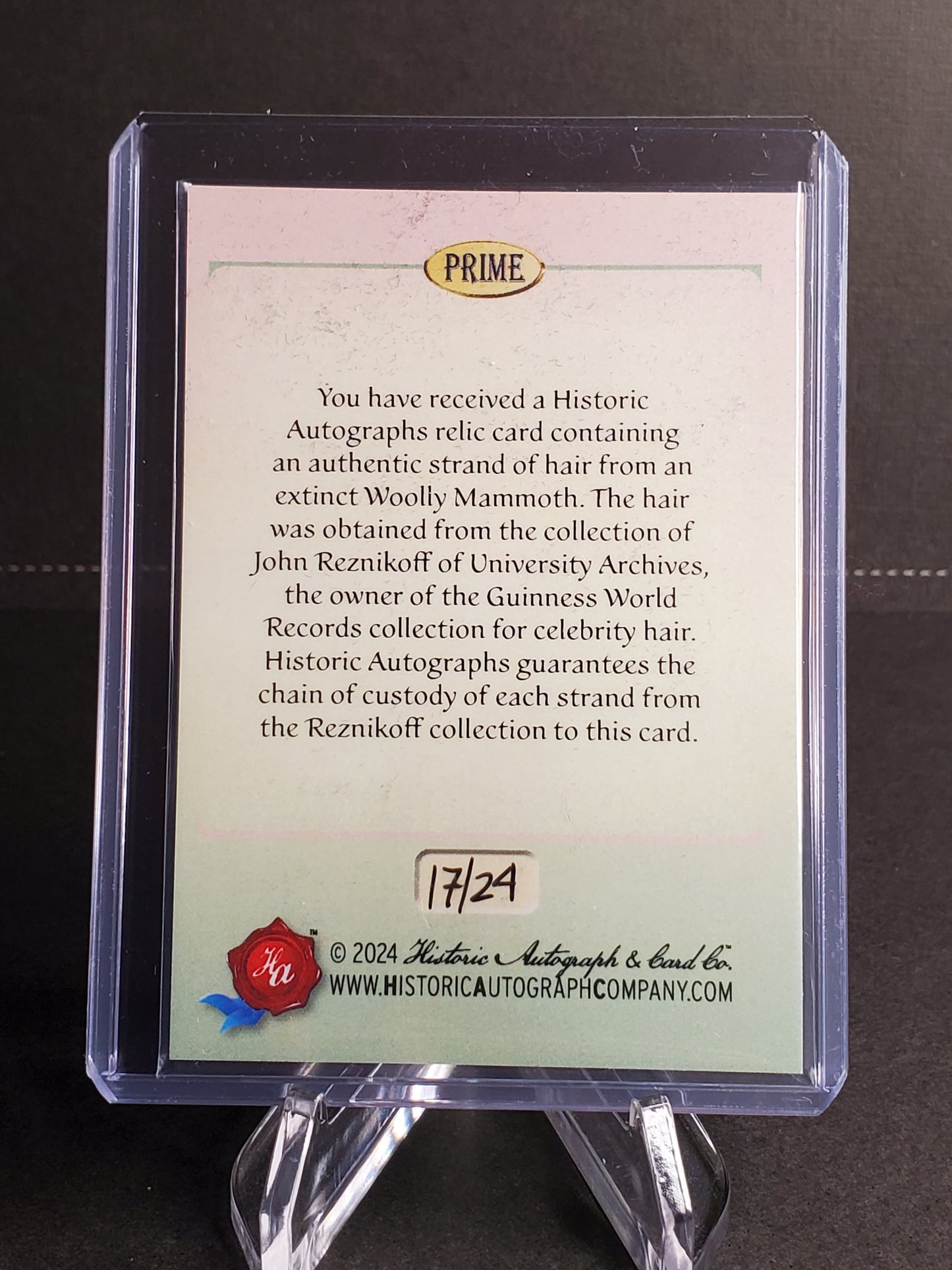 Woolly Mammoth 2024 Historic Autographs Prime Volume II DNA Hair Sample RARE /24