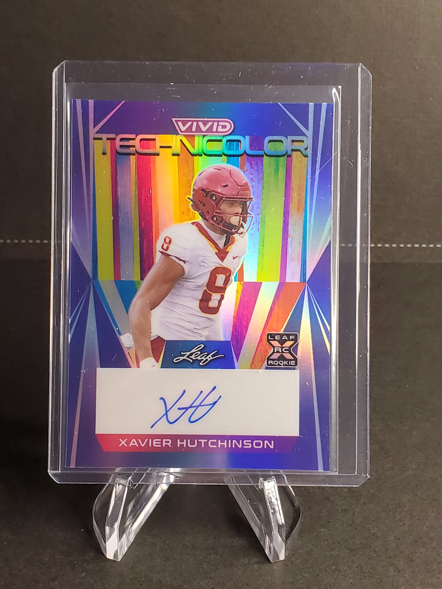 Xavier Hutchinson 2023 Leaf Vivid Football XRC AUTO Technicolor /7 - #T-XH1