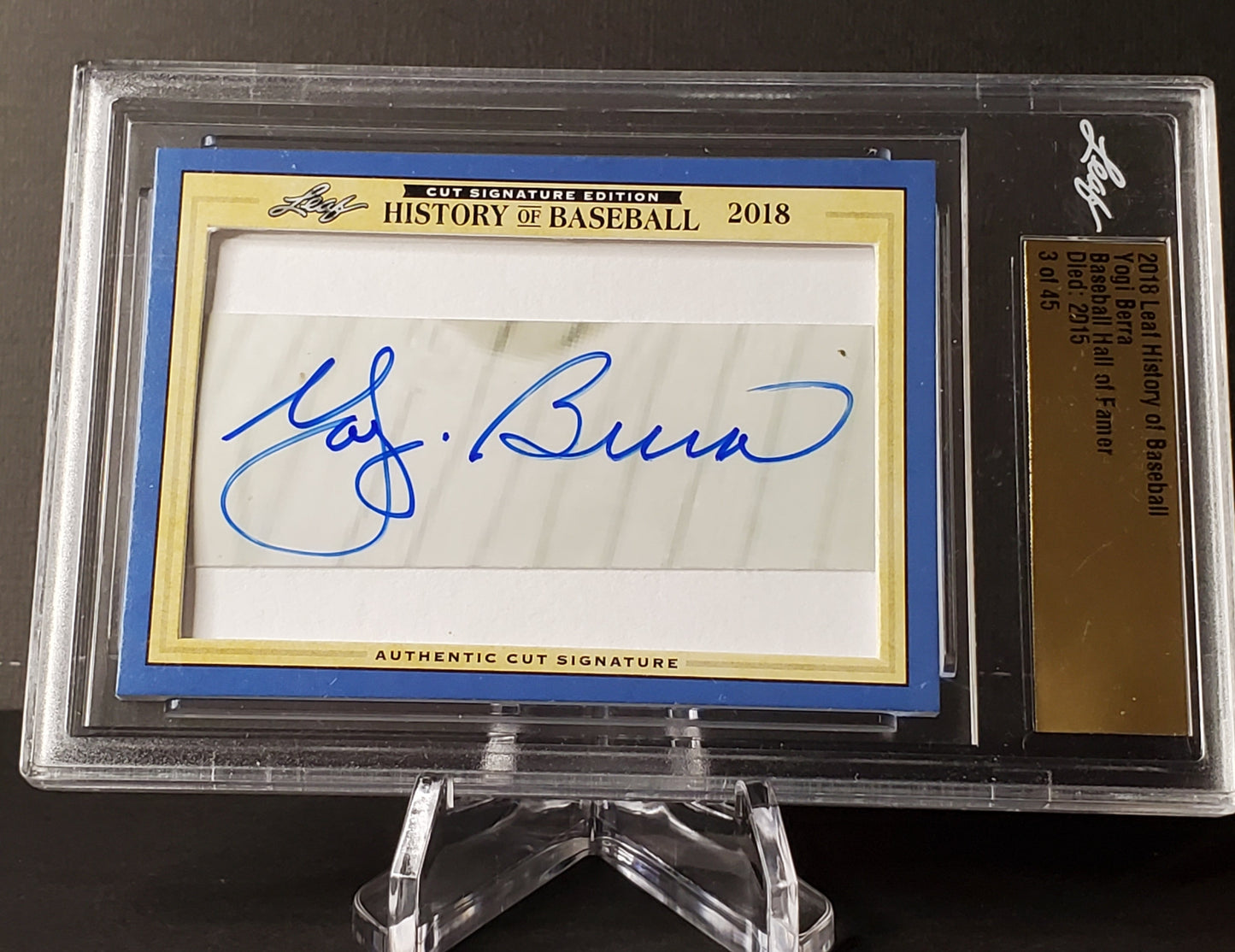 Yogi Berra 2018 Leaf History of Baseball Cut AUTO #'d 3/45