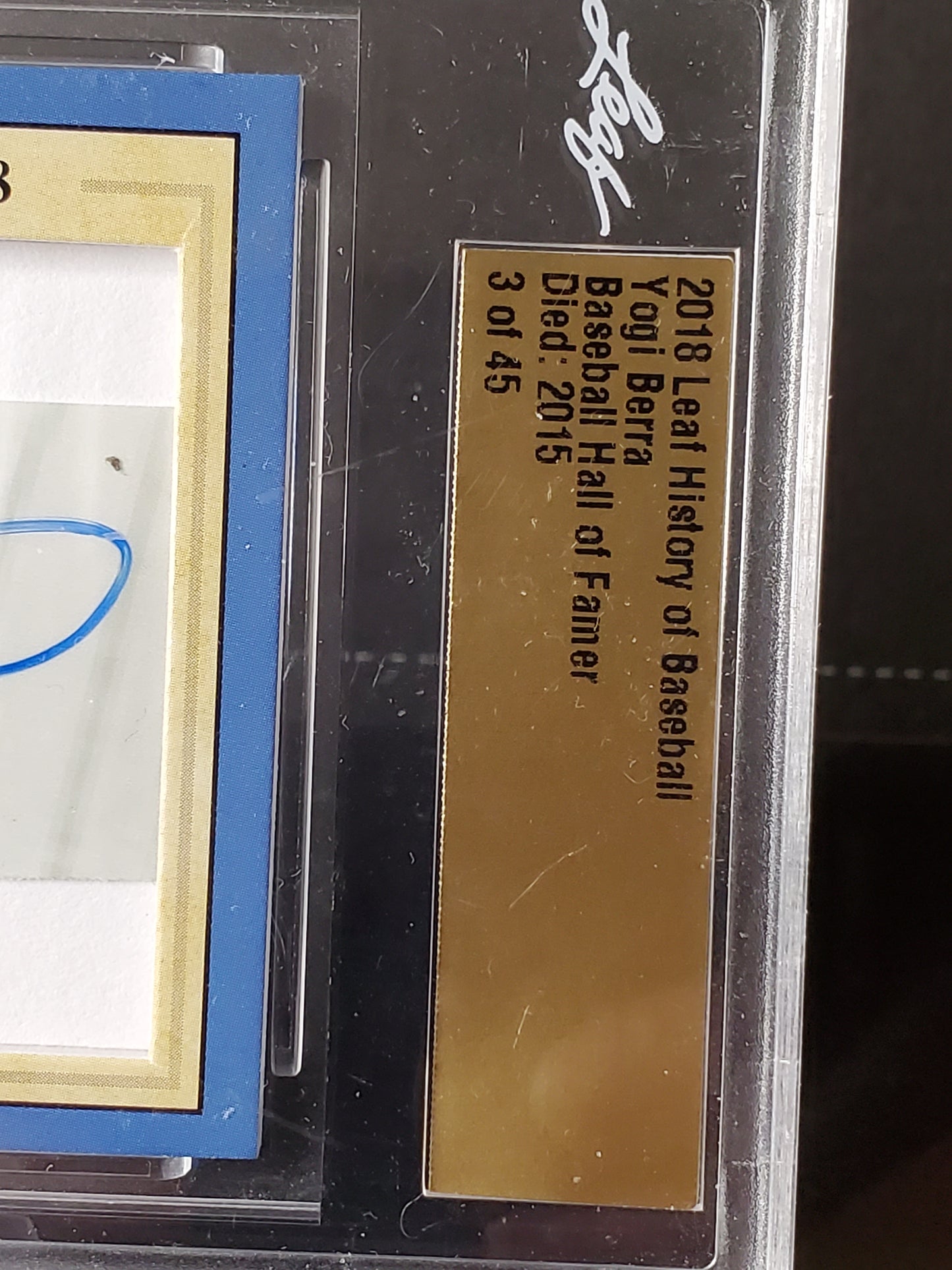 Yogi Berra 2018 Leaf History of Baseball Cut AUTO #'d 3/45