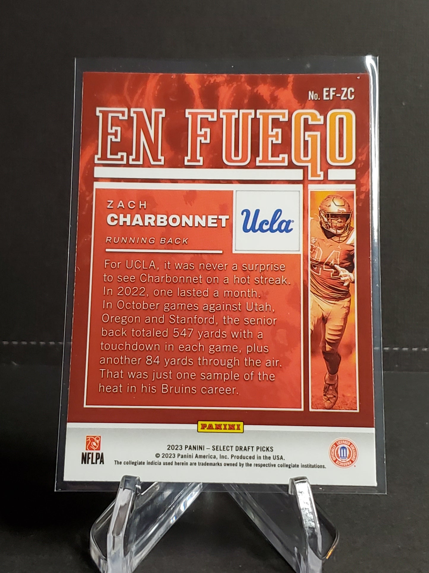 Zach Charbonnet 2023 Panini Select Draft Picks RC En Fuego #EF-ZC