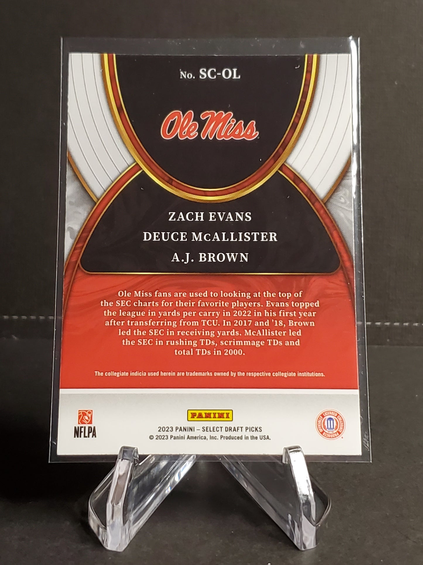 Deuce McAllister/Zach Evans/A.J. Brown 2023 Panini Select Draft Picks RC Rebels #SC-OL
