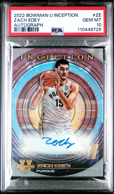 2022-23 Bowman Inception University - Autographs Zach Edey #BIA-ZE PSA Gem MT 10