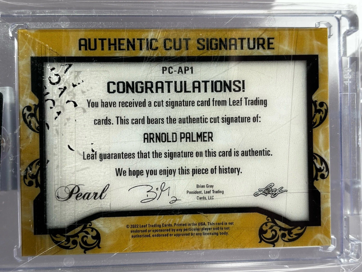 2022 Leaf Pearl Arnold Palmer Cut Auto #1/3