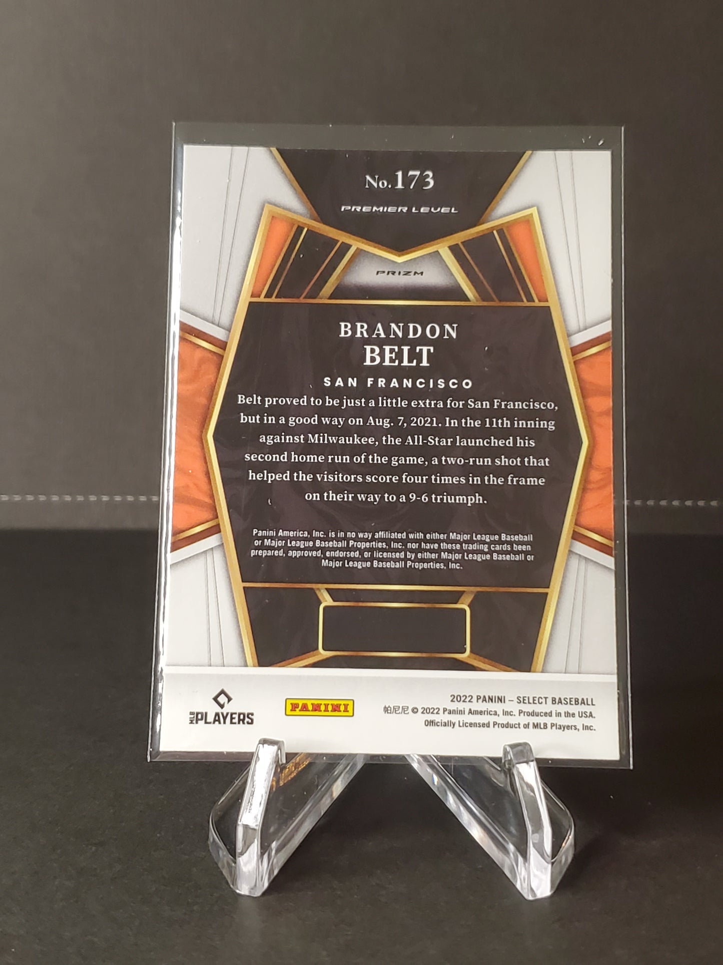 Brandon Belt 2022 Panini Select Baseball Premier Prizm Refractor #173